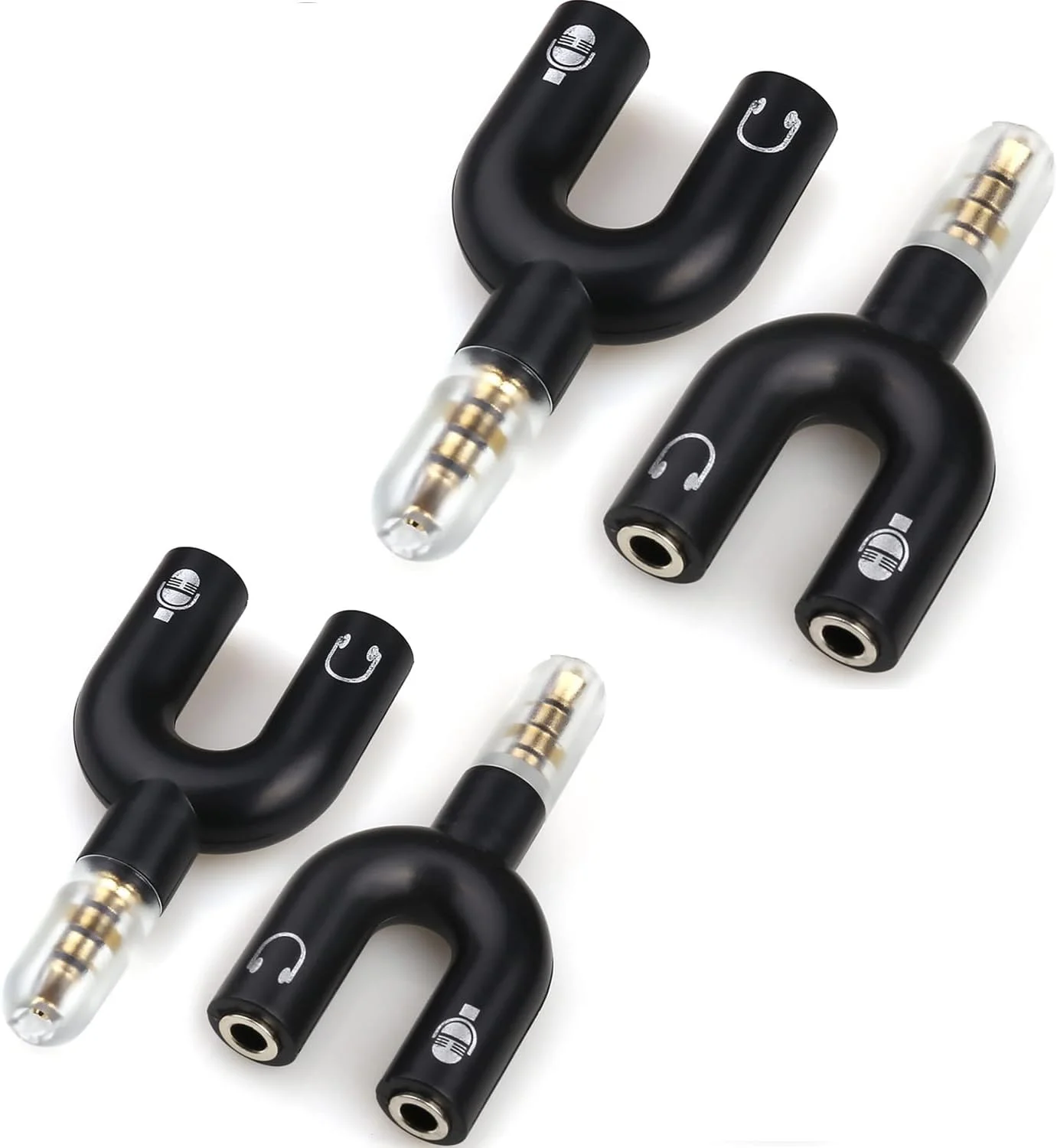 آداپتور تقسیم کننده هدفون 4 عددی، آداپتور Y جک 3.5 میلی متری نر به 2 x ماده، تقسیم کننده هدست استریو 4 پین مشکی، تقسیم کننده سازگار برای گوشی، هدست و میکروفون