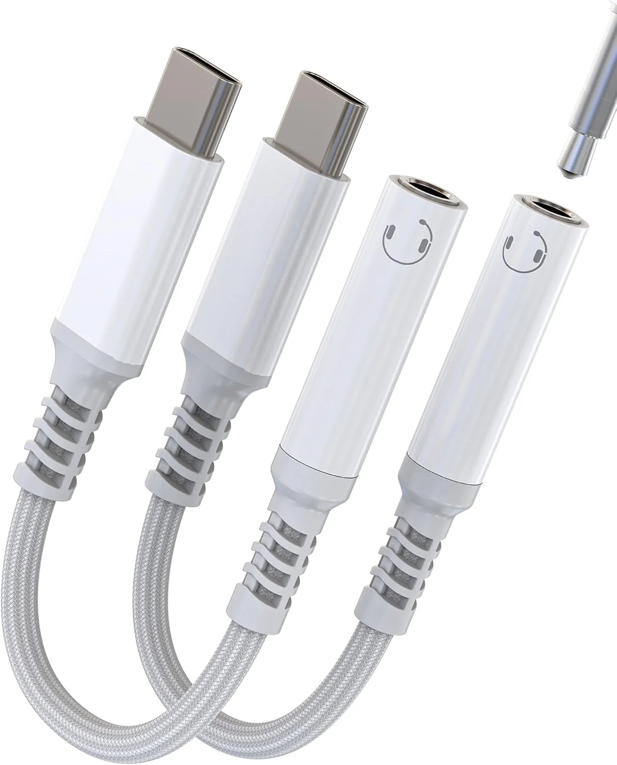 آداپتور USB C به جک هدفون 3.5 میلی‌متری (بسته 2 عددی) کابل صوتی AUX ماشین برای گوشی موبایل با DAC، جک هدفون استریو Type-C سازگار با Samsung S24