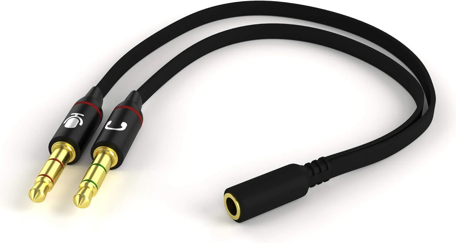 تبدیل کننده هدفون D & K Exclusives از مادگی 3.5 میلی متری به 2 نری دوتایی 3.5 میلی متری میکروفون هدفون کابل Y آداپتور هدست گوشی هوشمند به کامپیوتر