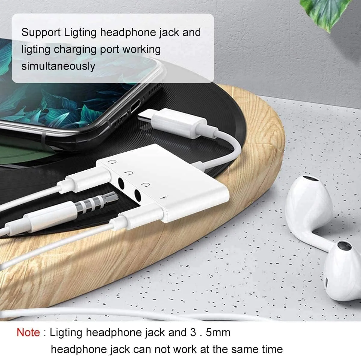 تبدیل لایتنینگ به جک هدفون Excefore برای آیفون، اسپلیتر صدا AUX دو طرفه برای آیفون/آیپد، تبدیل 4 در 1 لایتنینگ به جک 3.5 میلی متری هدفون و پورت شارژ