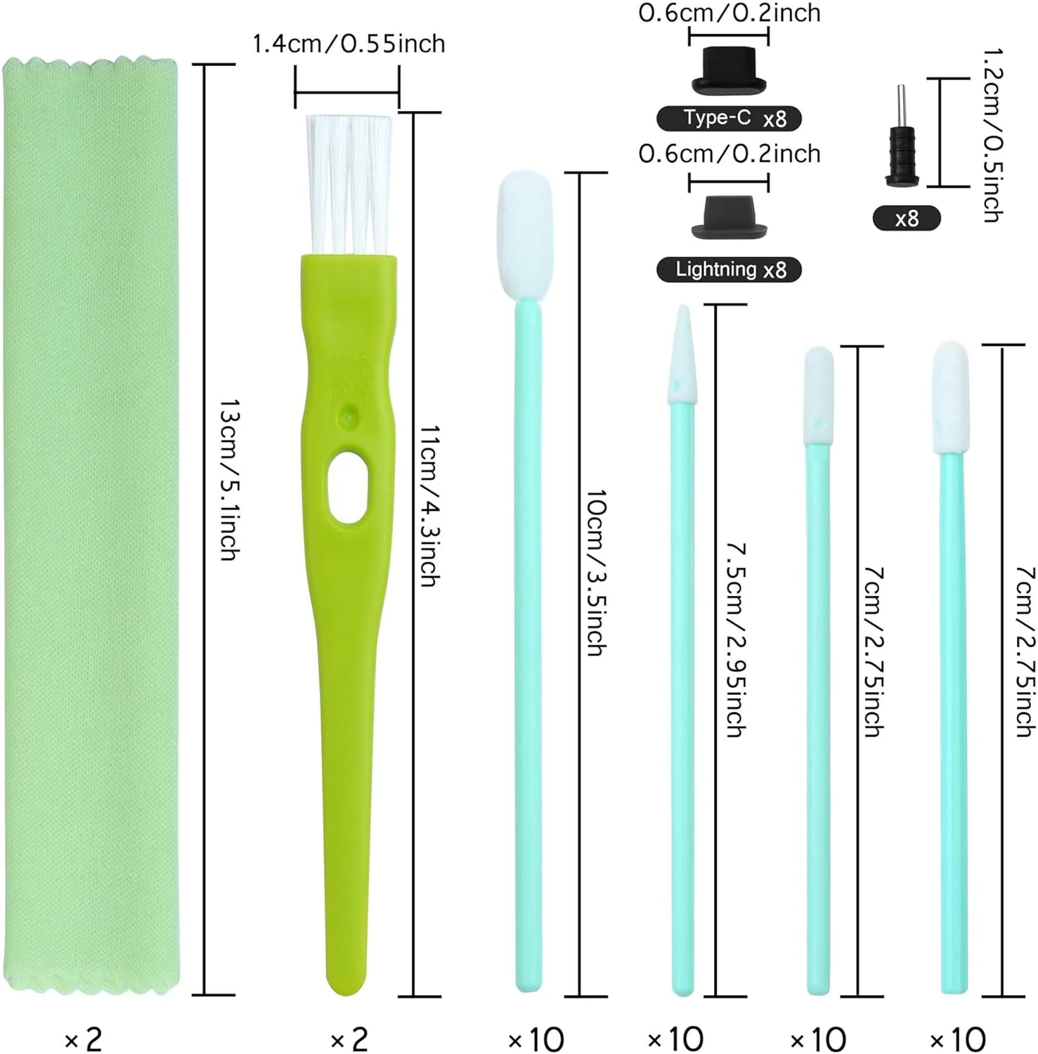 مجموعه 60 عددی برس تمیز کننده گوشی موبایل Aneco، شامل درپوش پورت شارژ USB، درپوش پورت گرد و غبار و تمیز کننده جک هدفون، سازگار با آیفون، اندروید، تلفن همراه و لوازم الکترونیکی