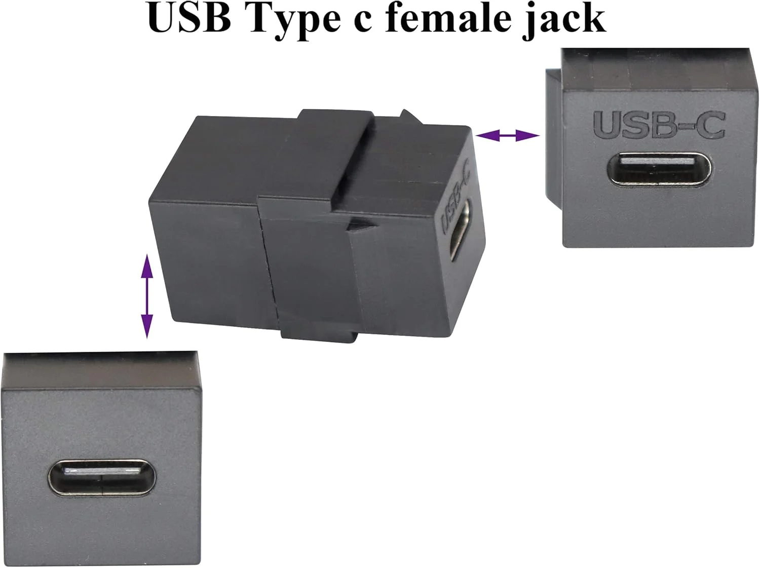 آداپتور مادگی به مادگی USB 3.1 Type-C AAOTOKK برای پنل خروجی دیوار (مشکی / 2 عددی)