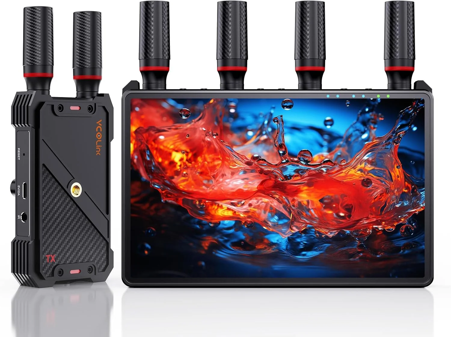 فرستنده و گیرنده HDMI بیسیم VCOLink با مانیتور 7 اینچی، سیستم انتقال ویدیوی بیسیم قابل حمل 2.4G/5G 1080P HDMI برای پخش ویدیو و صدا از تی وی باکس/کامپیوتر تا 400 متر فرستنده و گیرنده HDMI بیسیم VCOLink با مانیتور 7 اینچی، سیستم انتقال ویدیوی بیسیم قابل حمل 2.4G/5G 1080P HDMI برای پخش ویدیو و صدا از تی وی باکس/کامپیوتر تا 400 متر