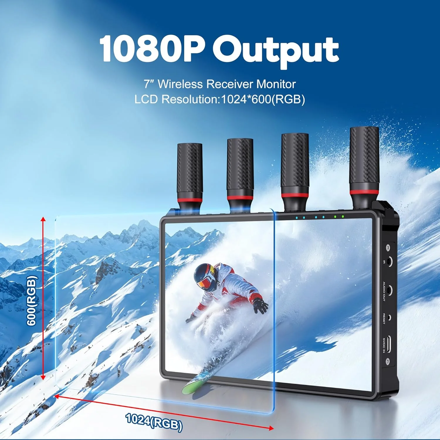 فرستنده و گیرنده HDMI بیسیم VCOLink با مانیتور 7 اینچی، سیستم انتقال ویدیوی بیسیم قابل حمل 2.4G/5G 1080P HDMI برای پخش ویدیو و صدا از تی وی باکس/کامپیوتر تا 400 متر فرستنده و گیرنده HDMI بیسیم VCOLink با مانیتور 7 اینچی، سیستم انتقال ویدیوی بیسیم قابل حمل 2.4G/5G 1080P HDMI برای پخش ویدیو و صدا از تی وی باکس/کامپیوتر تا 400 متر