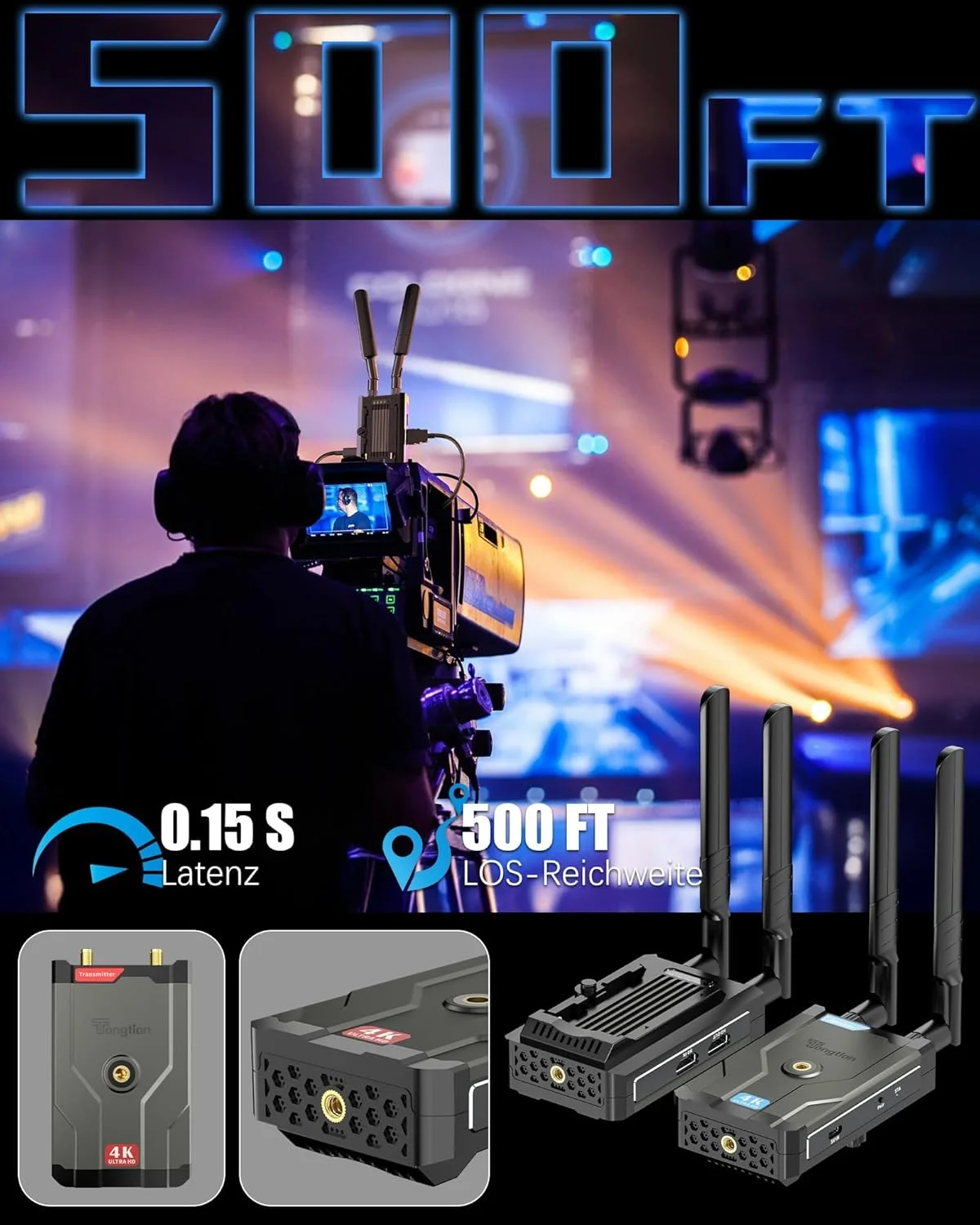 فرستنده و گیرنده HDMI بی سیم 4K Pro با برد 150 متر، کیت انتقال رادیویی Ultra HD برای دوربین DSLR، لپ تاپ، نتفلیکس، یوتیوب به تلویزیون/پروژکتور، HDMI بی سیم با تاخیر صفر فرستنده و گیرنده HDMI بی سیم 4K Pro با برد 150 متر، کیت انتقال رادیویی Ultra HD برای دوربین DSLR، لپ تاپ، نتفلیکس، یوتیوب به تلویزیون/پروژکتور، HDMI بی سیم با تاخیر صفر