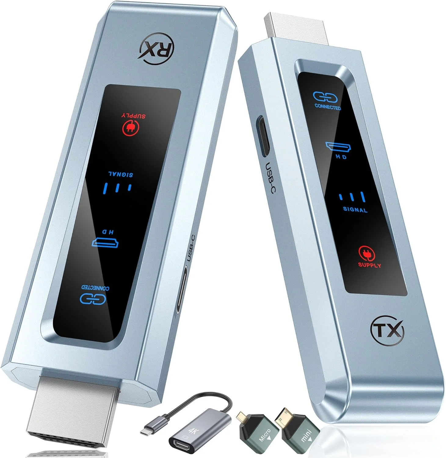 فرستنده و گیرنده HDMI بی سیم، توسعه دهنده HD بی سیم Plug & Play قابل حمل 2.4G/5G با صفحه نمایش LED، کیت HDMI بی سیم برای پخش ویدئو و صدا به مانیتور از لپ تاپ/کامپیوتر/جعبه تلویزیون/پروژکتور فرستنده و گیرنده HDMI بی سیم، توسعه دهنده HD بی سیم Plug & Play قابل حمل 2.4G/5G با صفحه نمایش LED، کیت HDMI بی سیم برای پخش ویدئو و صدا به مانیتور از لپ تاپ/کامپیوتر/جعبه تلویزیون/پروژکتور