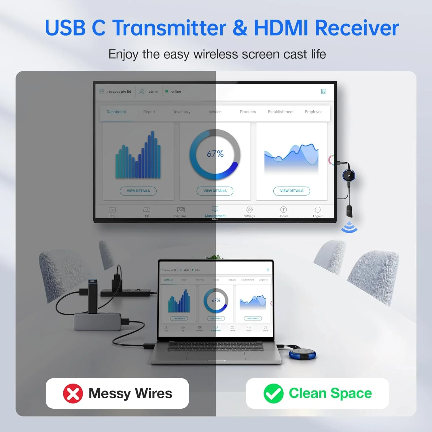 انتقالدهنده و گیرنده بیسیم HDMI 4K، USB C به HDMI، انتقالدهنده بیسیم HDMI نوع C 5.8G، انتقالدهنده بیسیم HDMI برای پخش ویدیو از لپتاپ، آیفون، تبلت به HDTV، پروژکتور انتقالدهنده و گیرنده بیسیم HDMI 4K، USB C به HDMI، انتقالدهنده بیسیم HDMI نوع C 5.8G، انتقالدهنده بیسیم HDMI برای پخش ویدیو از لپتاپ، آیفون، تبلت به HDTV، پروژکتور