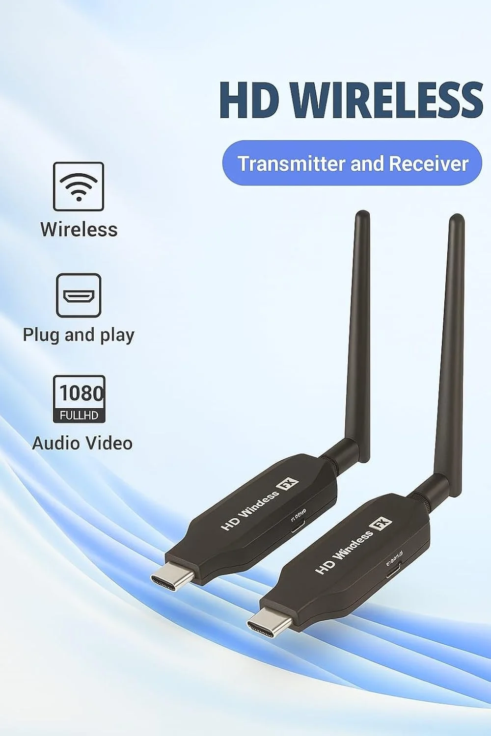 فرستنده و گیرنده بیسیم HDMI با کیفیت HD | آداپتور استریم صدا و تصویر 1080P Full HD | USB-C به HDMI برای لپتاپ، کامپیوتر، دوربین، پروژکتور، تلویزیون - بدون نیاز به برنامه - جمع و جور و قابل حمل فرستنده و گیرنده بیسیم HDMI با کیفیت HD | آداپتور استریم صدا و تصویر 1080P Full HD | USB-C به HDMI برای لپتاپ، کامپیوتر، دوربین، پروژکتور، تلویزیون - بدون نیاز به برنامه - جمع و جور و قابل حمل