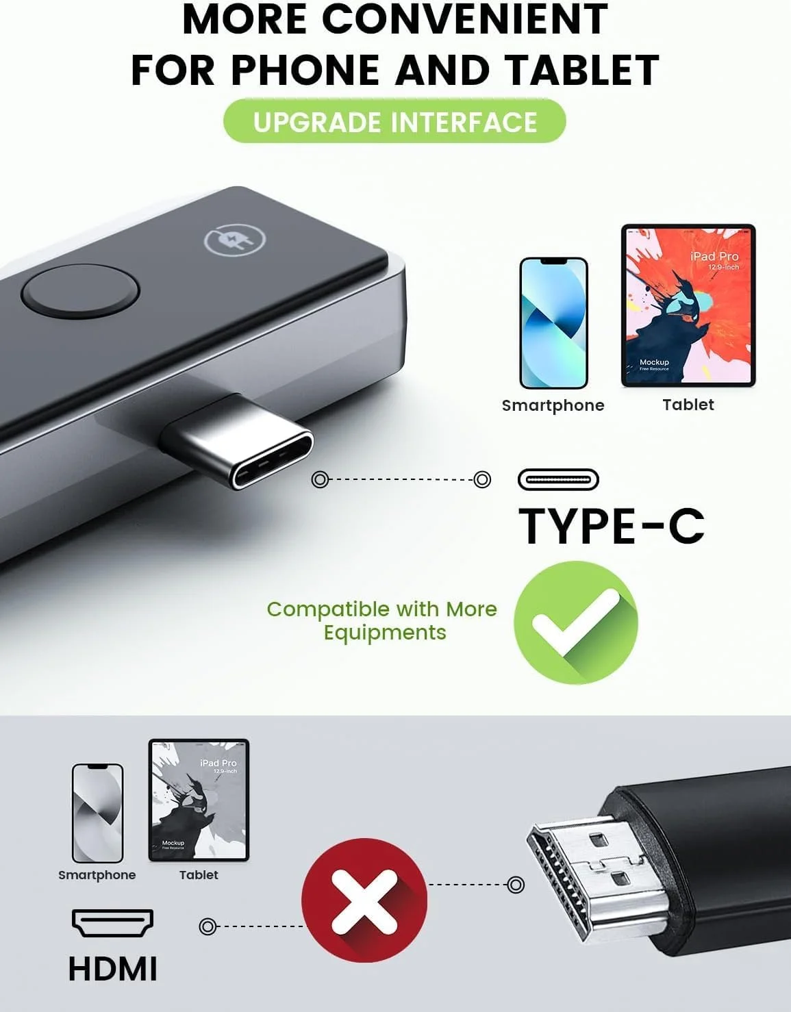 فرستنده و گیرنده HDMI بی سیم، پشتیبانی از Type-C 3.1 (با پروتکل DP) تلفن/تبلت/لپ تاپ، Plug & Play، کیت توسعه دهنده HDMI بی سیم قابل حمل برای پخش ویدئو/صوتی به HDTV/پروژکتور/مانیتور فرستنده و گیرنده HDMI بی سیم، پشتیبانی از Type-C 3.1 (با پروتکل DP) تلفن/تبلت/لپ تاپ، Plug & Play، کیت توسعه دهنده HDMI بی سیم قابل حمل برای پخش ویدئو/صوتی به HDTV/پروژکتور/مانیتور