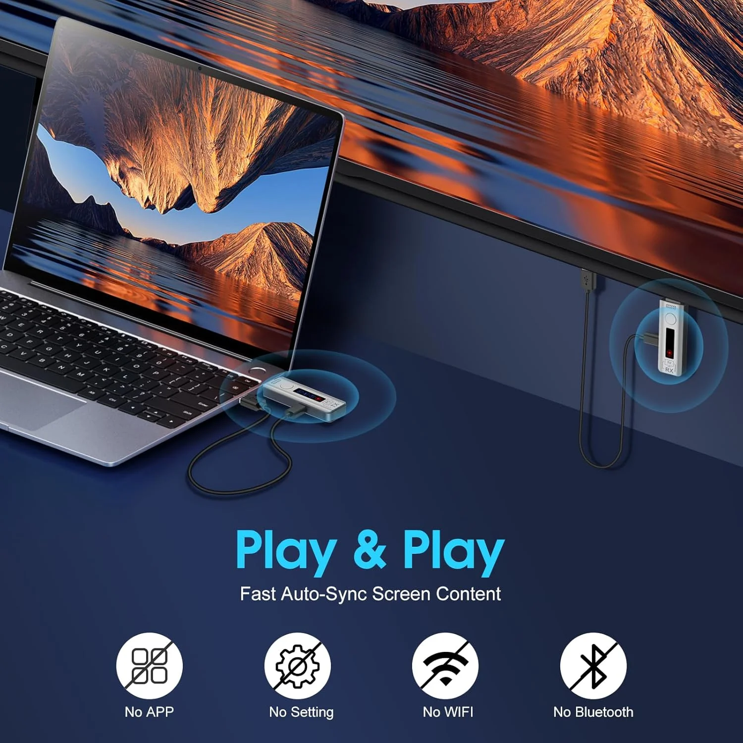 کیت فرستنده و گیرنده HDMI بی سیم، ورودی 4K به خروجی 1080P با نرخ 60 هرتز، اتصال آسان، برد بلند 50 متری از طریق باند دوگانه 2.4G/5.8GHz برای کامپیوتر، لپ تاپ، تی وی باکس، پروژکتور، دوربین، مانیتور کیت فرستنده و گیرنده HDMI بی سیم، ورودی 4K به خروجی 1080P با نرخ 60 هرتز، اتصال آسان، برد بلند 50 متری از طریق باند دوگانه 2.4G/5.8GHz برای کامپیوتر، لپ تاپ، تی وی باکس، پروژکتور، دوربین، مانیتور