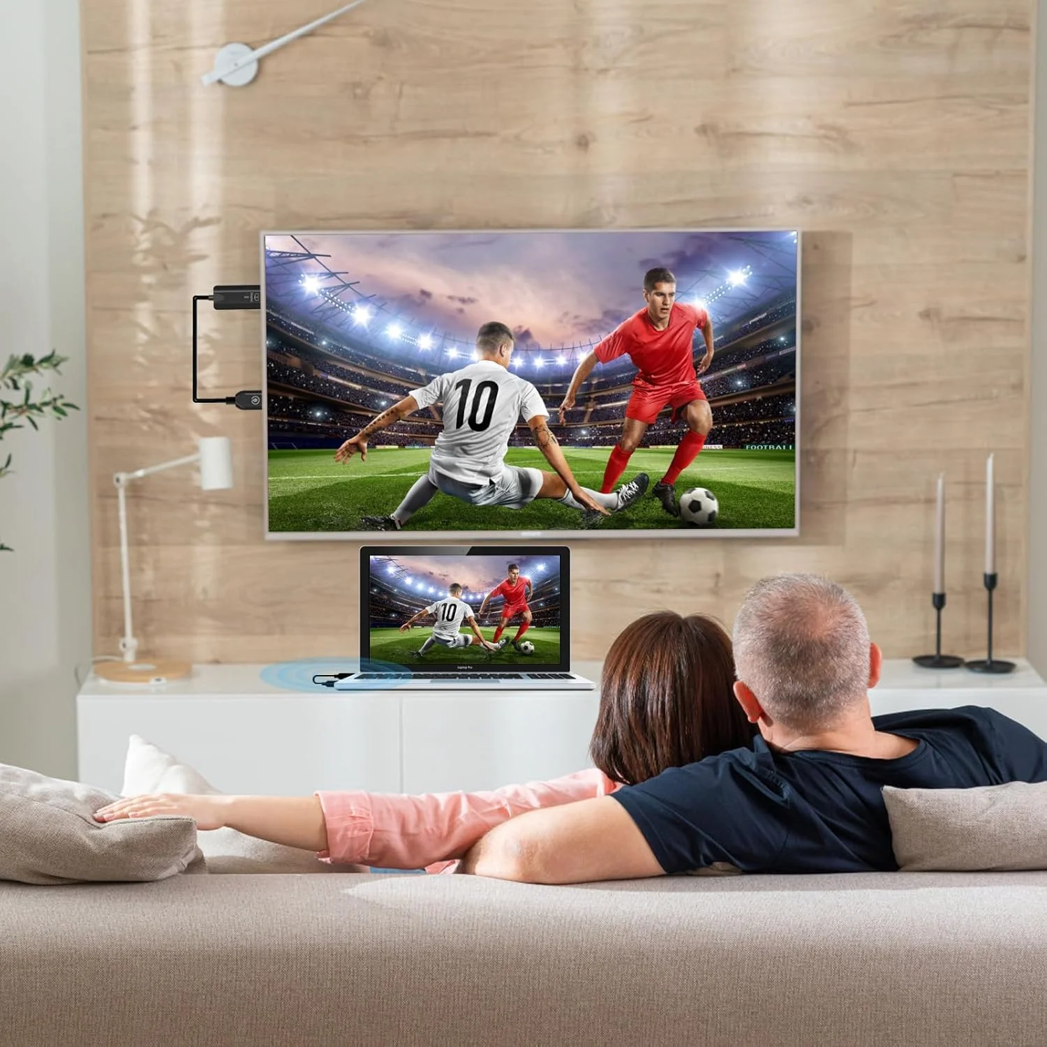 فرستنده و گیرنده HDMI بی‌سیم، کیت توسعه دهنده بی‌سیم HDMI پایدار 1080P، Plug&Play، پروژکتور صوتی و تصویری برای دسکتاپ، کامپیوتر، تی وی باکس، PS4/5 به تلویزیون/پروژکتور/مانیتور