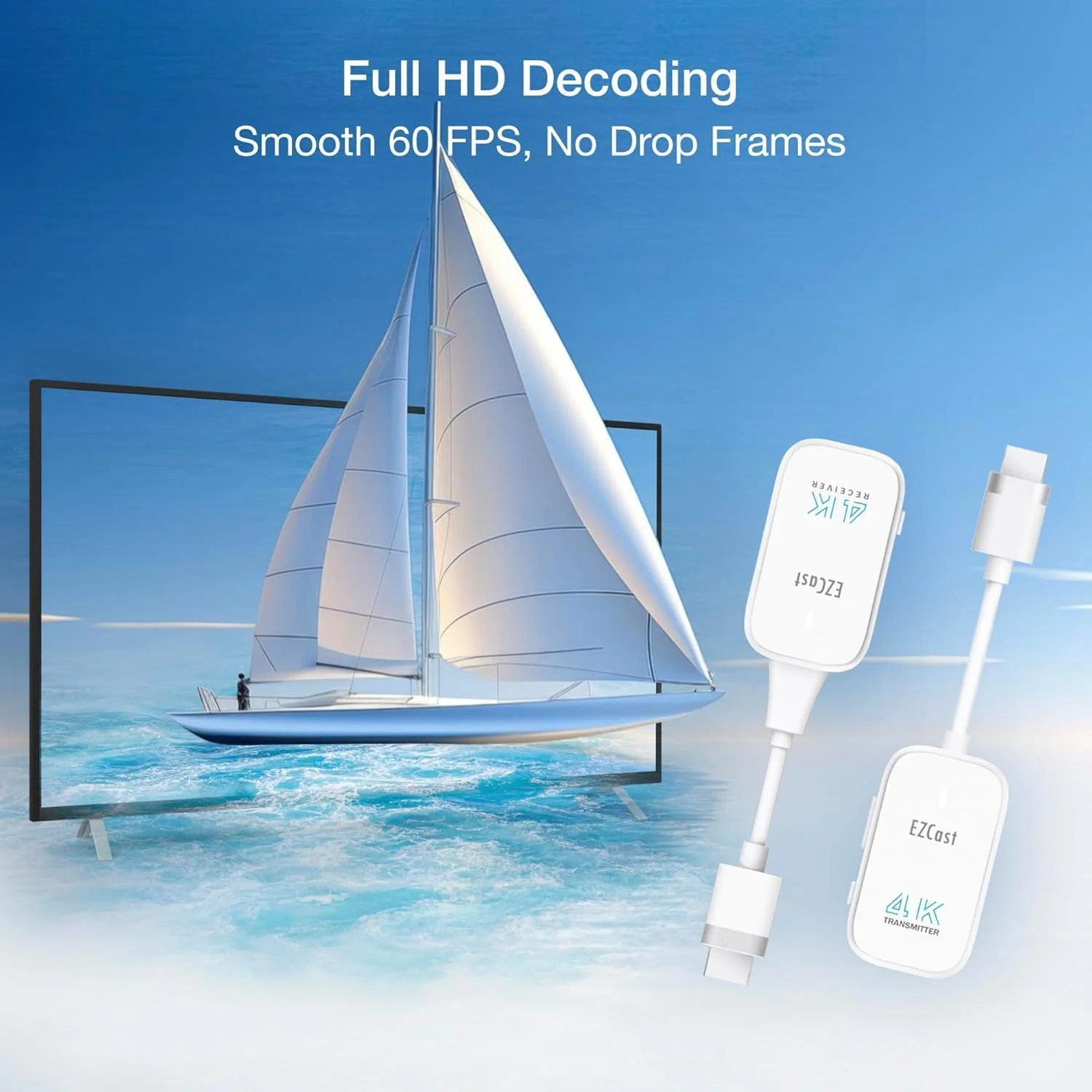 فرستنده و گیرنده HDMI بی سیم EZCast، 4K 30Hz، انعکاس و گسترش صفحه نمایش برای لپ تاپ/کامپیوتر/PS5، برد 30 متر فرستنده و گیرنده HDMI بی سیم EZCast، 4K 30Hz، انعکاس و گسترش صفحه نمایش برای لپ تاپ/کامپیوتر/PS5، برد 30 متر