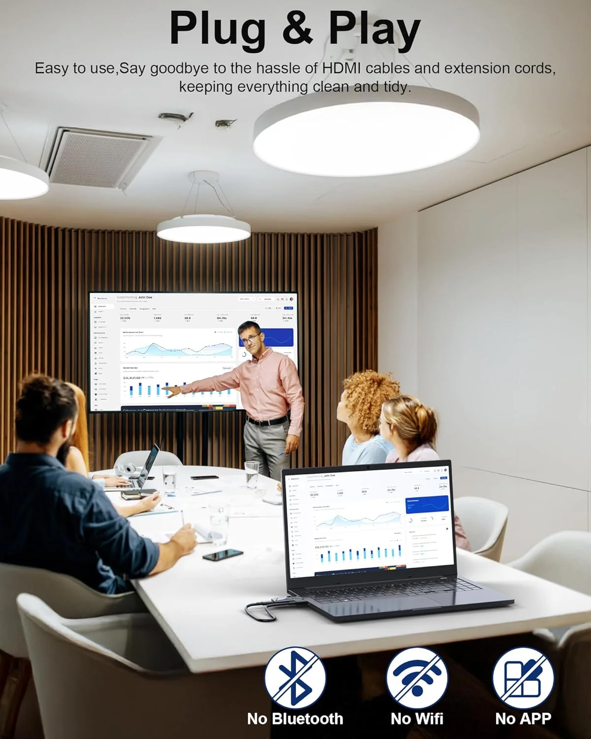 فرستنده و گیرنده HDMI بی‌سیم، رمزگشایی 4K با کیفیت 1080P، کیت HDMI بی‌سیم قابل حمل، 2.4/5GHz، اتصال آسان، برای پخش ویدئو و صدا به مانیتور از لپ‌تاپ/کامپیوتر/جعبه تلویزیون