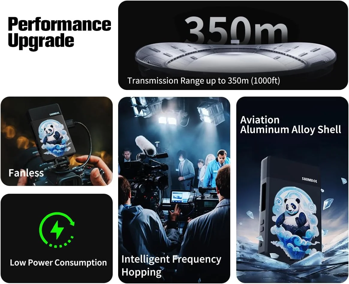 سیستم انتقال ویدئو بی‌سیم شیمبول TP Mini با برد 600 فوت، 5G، کیفیت 1080P60، فرستنده و گیرنده ویدئو بی‌سیم HDMI با تأخیر کم 0.07 ثانیه و خروجی HDMI Loop-Out برای پخش زنده، فیلمبرداری و استریمینگ (TP max)