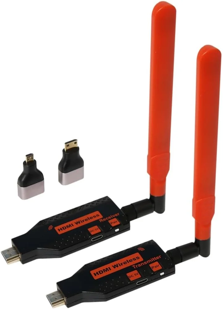 فرستنده و گیرنده HDMI بی سیم، توسعه دهنده HDMI بی سیم 150 متری، ورودی/خروجی 1080P60Hz، اتصال و پخش 5.8G، بدون تاخیر در انتقال ویدئو از لپ تاپ، ست تاپ باکس به تلویزیون، مانیتور، پروژکتور