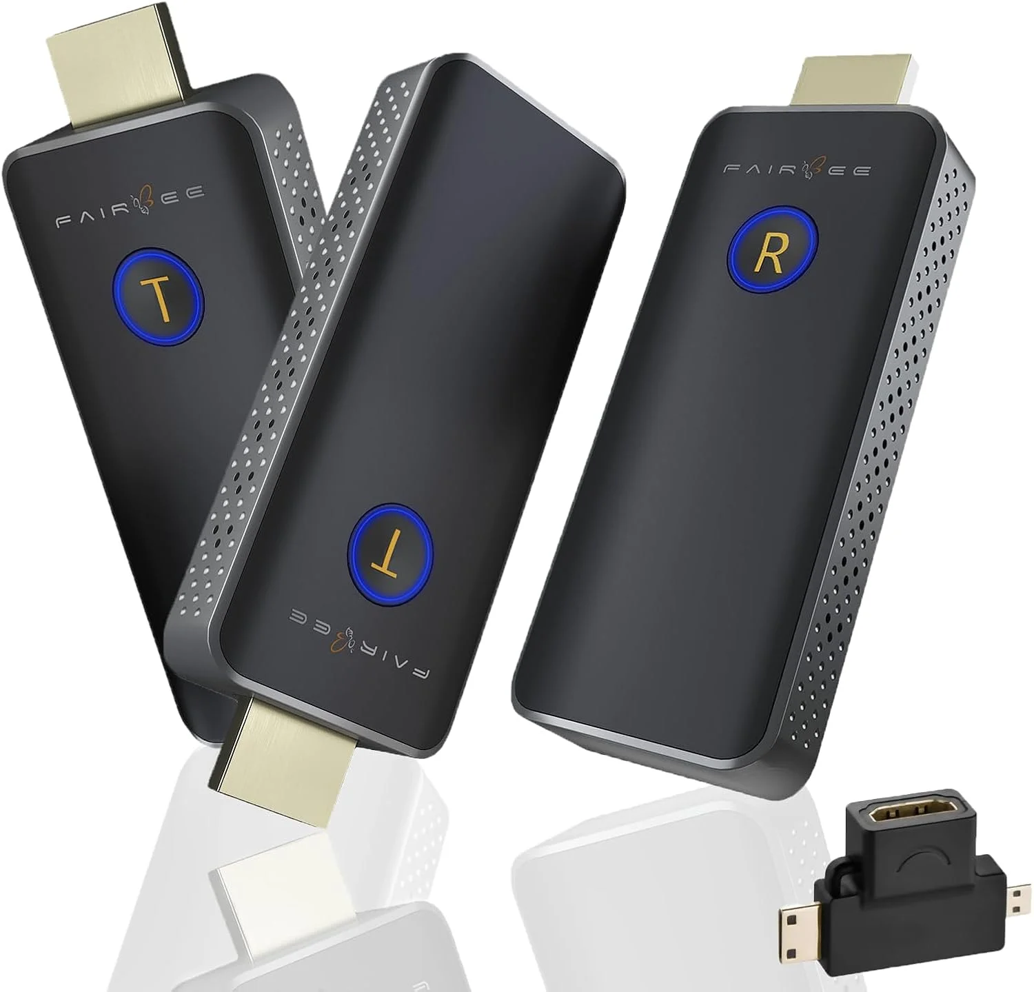 HDMI بی‌سیم - دو فرستنده و یک گیرنده، اتصال آسان، فرستنده و گیرنده HDMI با کیفیت Full HD 1080P، کیت توسعه دهنده استریم برای مانیتور از لپ تاپ/کامپیوتر/باکس تلویزیون/پروژکتور، تا 16TX به 1RX، برد 30 متر