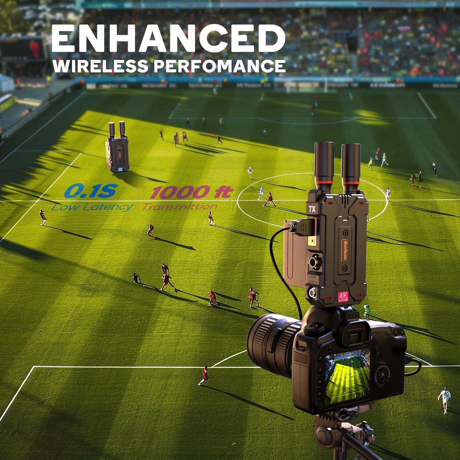 فرستنده و گیرنده HDMI بی‌سیم 4K: سیستم انتقال ویدیویی بی‌سیم SDI/HDMI، بی‌سیم HDMI 5G با برد 300 متر برای پخش ویدیو و صدا به مانیتور از لپ‌تاپ/کامپیوتر، رابط AMS