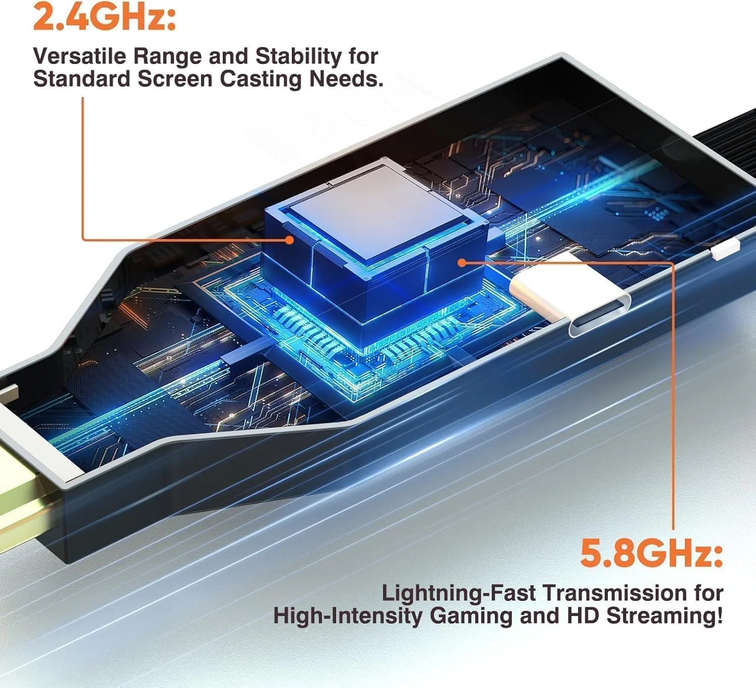 کیت فرستنده و گیرنده HDMI بی سیم 150 متری (493 فوت) Full HD 1080P با تاخیر 0.1 ثانیه در 5.8 گیگاهرتز سازگار با لپ تاپ/کامپیوتر/نتفلیکس/PS4/5/تلویزیون/پروژکتور/مانیتور بدون نیاز به برنامه/بلوتوث