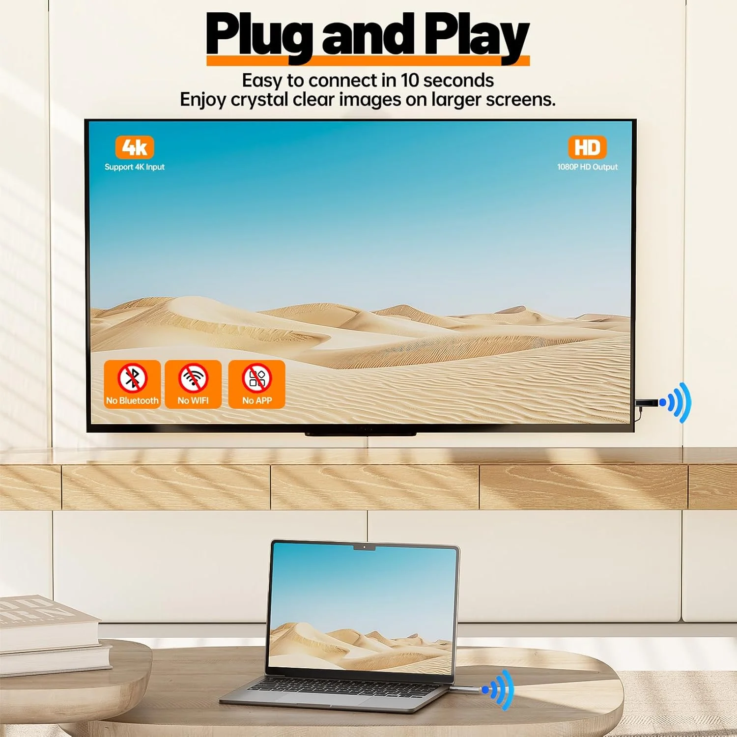 فرستنده و گیرنده HDMI بی‌سیم، کیت توسعه دهنده HDMI بی‌سیم - رمزگشایی 4K HD خروجی 1080P، قابل حمل 2.4G/5.8G Plug&Play برای ویدیو و صدا به مانیتور از PC/لپ تاپ/پروژکتور/TV Box، 50 متر