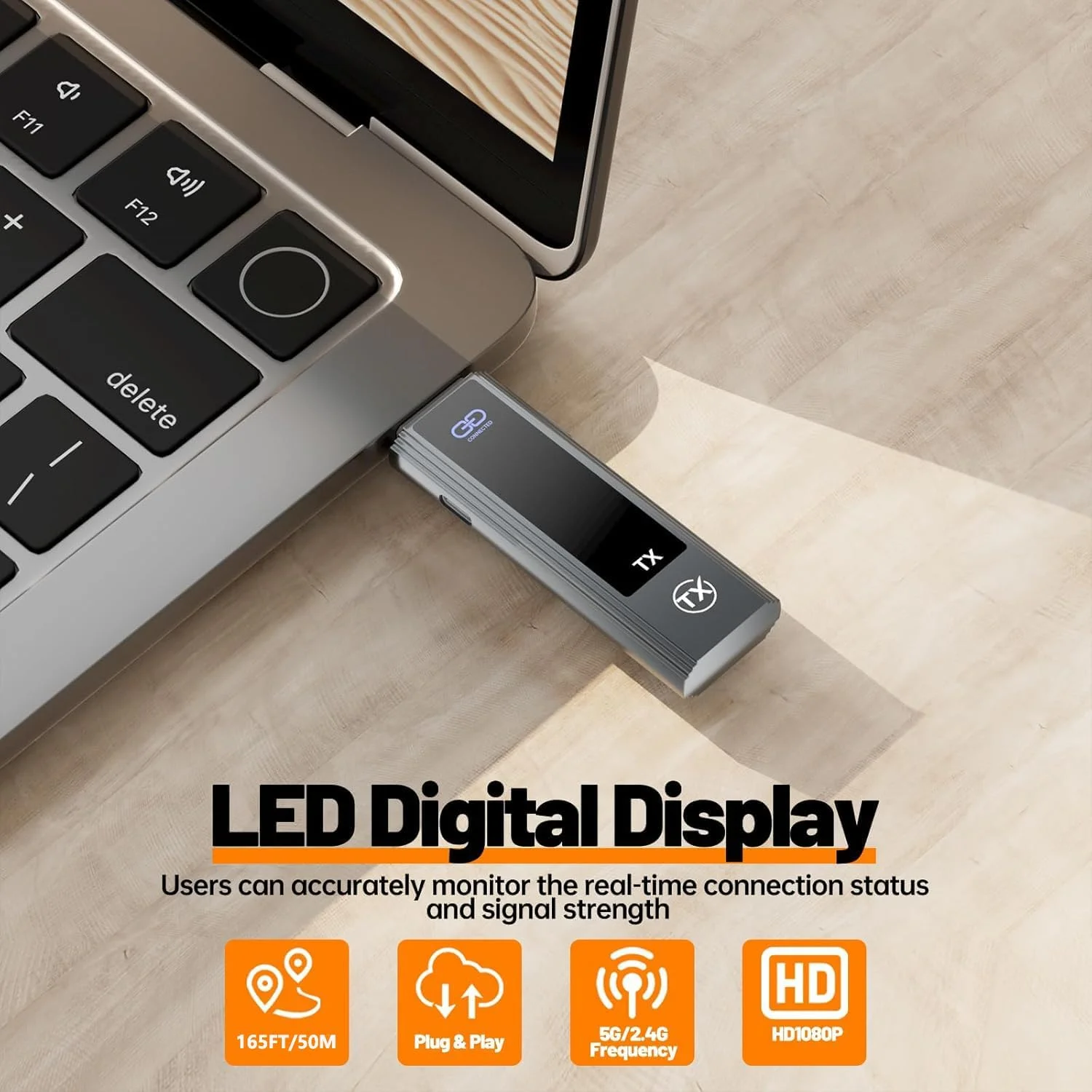 فرستنده و گیرنده HDMI بی‌سیم، کیت توسعه دهنده HDMI بی‌سیم - رمزگشایی 4K HD خروجی 1080P، قابل حمل 2.4G/5.8G Plug&Play برای ویدیو و صدا به مانیتور از PC/لپ تاپ/پروژکتور/TV Box، 50 متر