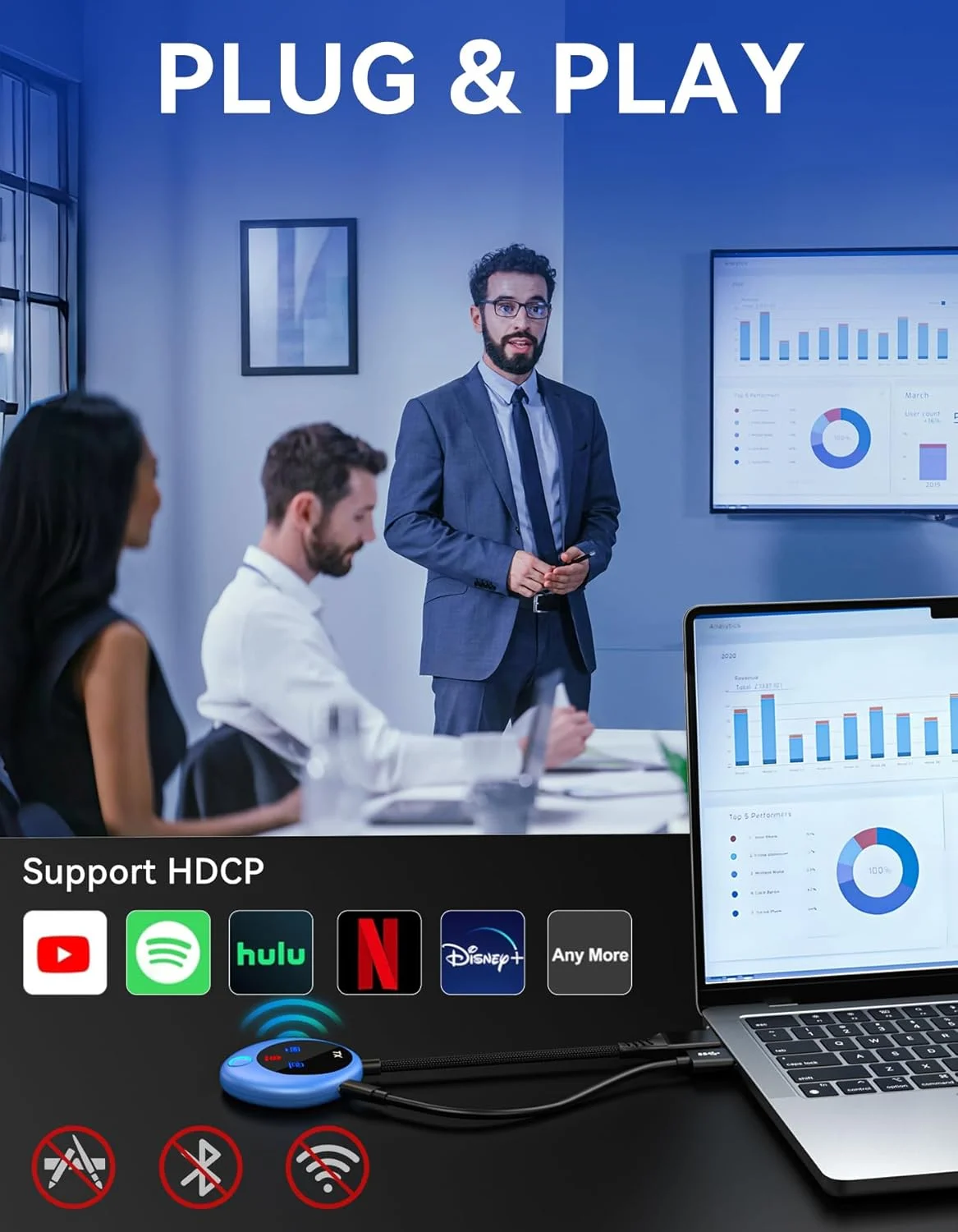 فرستنده و گیرنده HDMI بی سیم، اتصال و پخش آسان آبی