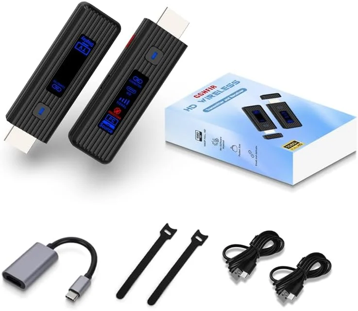 فرستنده و گیرنده HDMI بی سیم ارتقا یافته 2026، رمزگشایی 4K و خروجی FHD، نمایشگر LED. اتصال و پخش آسان. دو بانده قابل حمل 2.4G/5.8G تا 50 متر برای ویدئو و صدا به سینمای خانگی، تلویزیون، مانیتور، پروژکتور.