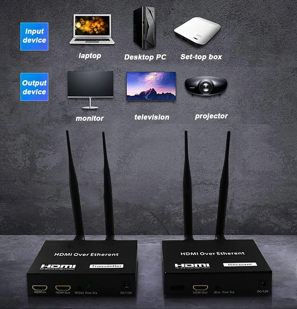 کیت توسعه دهنده بی سیم HDMI هانزالا، فرستنده و گیرنده 2.4G/5G 1080P، پشتیبانی از Full HD 1080P 60Hz با کنترل از راه دور، انتقال 200 متری برای صفحه نمایش پروژکتور کیت توسعه دهنده بی سیم HDMI هانزالا، فرستنده و گیرنده 2.4G/5G 1080P، پشتیبانی از Full HD 1080P 60Hz با کنترل از راه دور، انتقال 200 متری برای صفحه نمایش پروژکتور