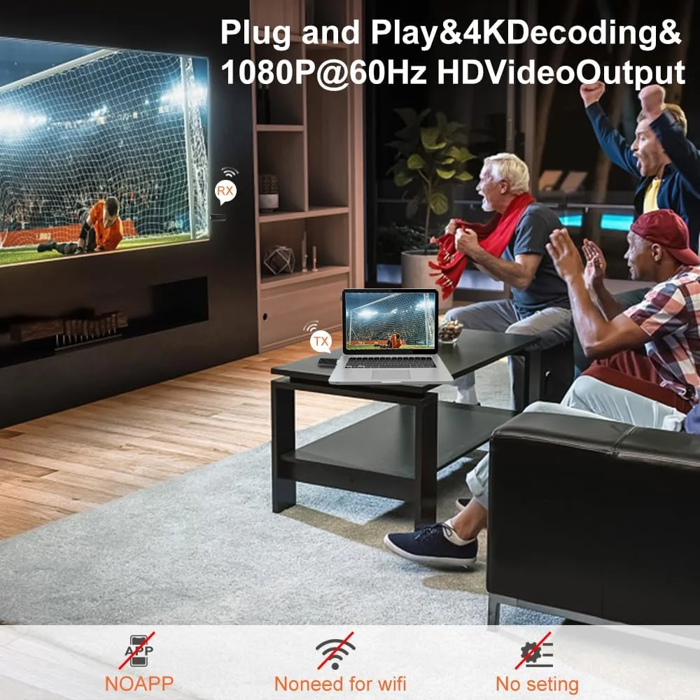 فرستنده و گیرنده HDMI بی‌سیم ارتقا یافته 30 متر، نمایشگر LED، رمزگشایی 4K خروجی 1080P@60Hz، اتصال آسان، توسعه دهنده HDMI بی‌سیم 5G/2.4G برای انتقال ویدیو و صدا از رایانه شخصی/دوربین فیلمبرداری/پروژکتور/گیرنده دیجیتال به مانیتور