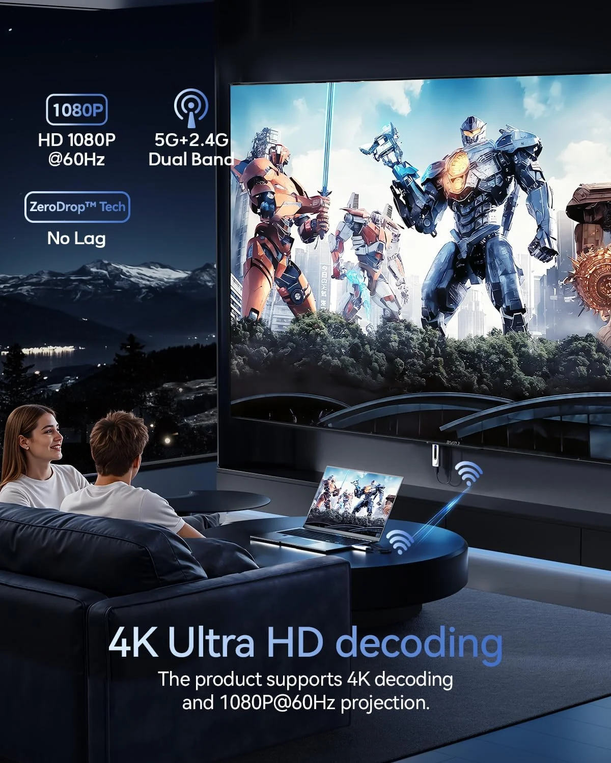 فرستنده و گیرنده HDMI بی سیم ارتقا یافته 2025، 100 متر، نمایشگر LED، رمزگشایی 4K خروجی ویدیویی فوق العاده با کیفیت 1080P@60Hz، اتصال آسان 5G+2.4G برای انتقال ویدیو و صدا به مانیتور از رایانه شخصی/پروژکتور/گیرنده دیجیتال فرستنده و گیرنده HDMI بی سیم ارتقا یافته 2025، 100 متر، نمایشگر LED، رمزگشایی 4K خروجی ویدیویی فوق العاده با کیفیت 1080P@60Hz، اتصال آسان 5G+2.4G برای انتقال ویدیو و صدا به مانیتور از رایانه شخصی/پروژکتور/گیرنده دیجیتال