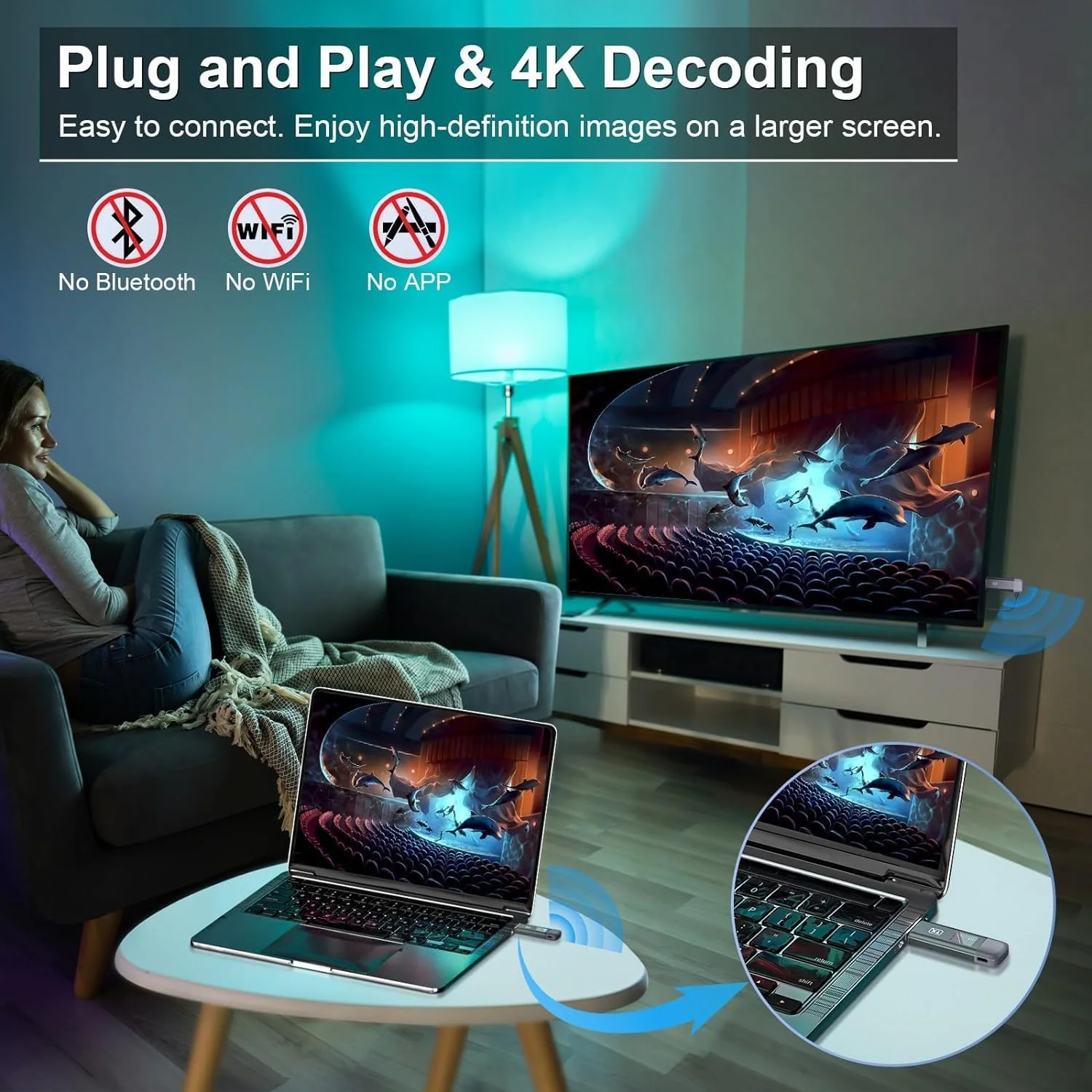فرستنده و گیرنده HDMI بی‌سیم TTQ، توسعه‌دهنده HDMI بی‌سیم با پشتیبانی از 4K، بدنه فلزی، نمایشگر LED، برد 30 متر، 2.4G&5G، برای کامپیوتر/لپ‌تاپ/دوربین/HDTV/پروژکتور/جعبه تلویزیون، بدون نیاز به برنامه/بلوتوث