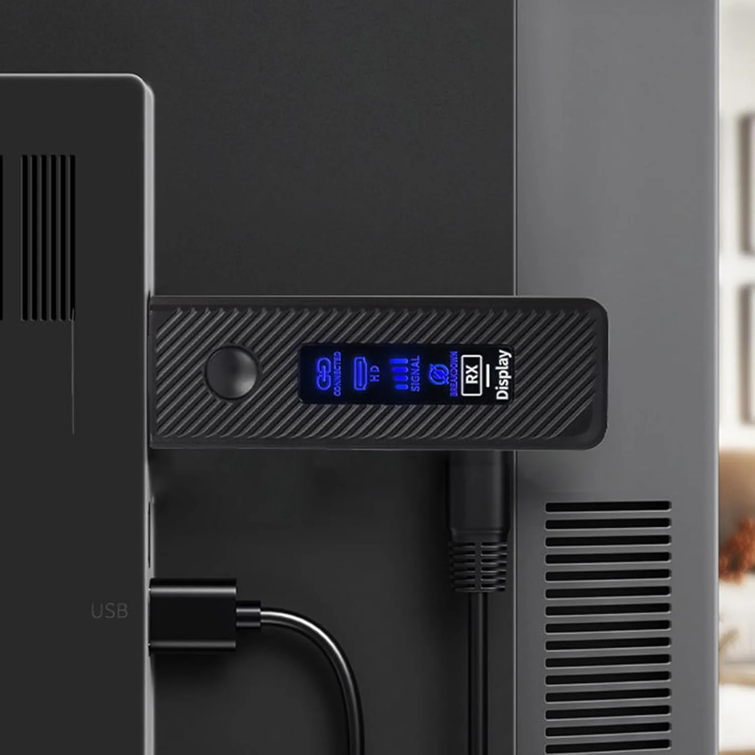 دستگاه انتقال دهنده ویدئو قابل حمل | فرستنده و گیرنده صوتی Plug & Play | سیستم انتقال، پشتیبانی از نمایشگر پروژکتور چند منظوره برای لپ تاپ ها، مانیتورها و کامپیوترها