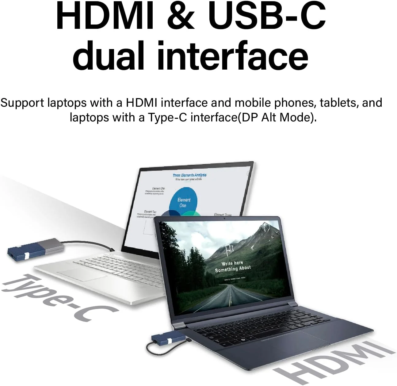 کیت فرستنده و گیرنده نمایشگر بی سیم GKCast با پشتیبانی از 4K، پورت های انتقال دوگانه USB-C و HDMI، تجهیزات ارائه بی سیم برای لپ تاپ، کامپیوتر، تلفن هوشمند، پروژکتور، تلویزیون های HD تا 50 متر (خاکستری)