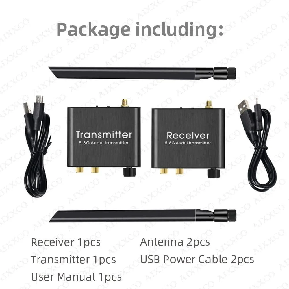 فرستنده و گیرنده صوتی RCA 5.8G بدون تاخیر با آداپتور صوتی بی سیم RCA 3.5 میلی متری برای DVD، تلویزیون، کامپیوتر