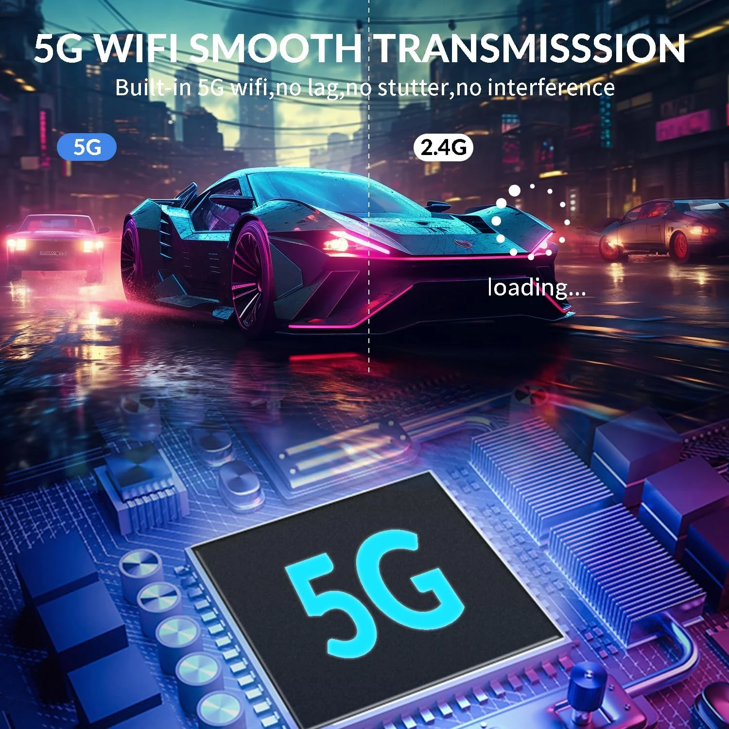 فرستنده و گیرنده بی سیم HDMI با خروجی 1080P، 2.4G/5G، قابل حمل، مناسب برای انتقال ویدئو و صدا از لپ تاپ/تی وی باکس به مانیتور - مشکی