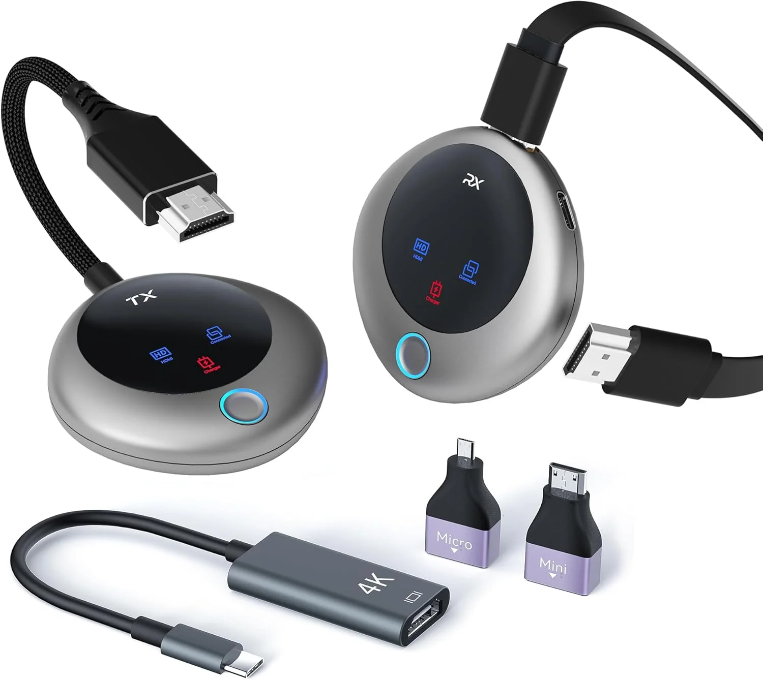 فرستنده و گیرنده HDMI بی سیم، خاکستری، آماده به کار فرستنده و گیرنده HDMI بی سیم، خاکستری، آماده به کار