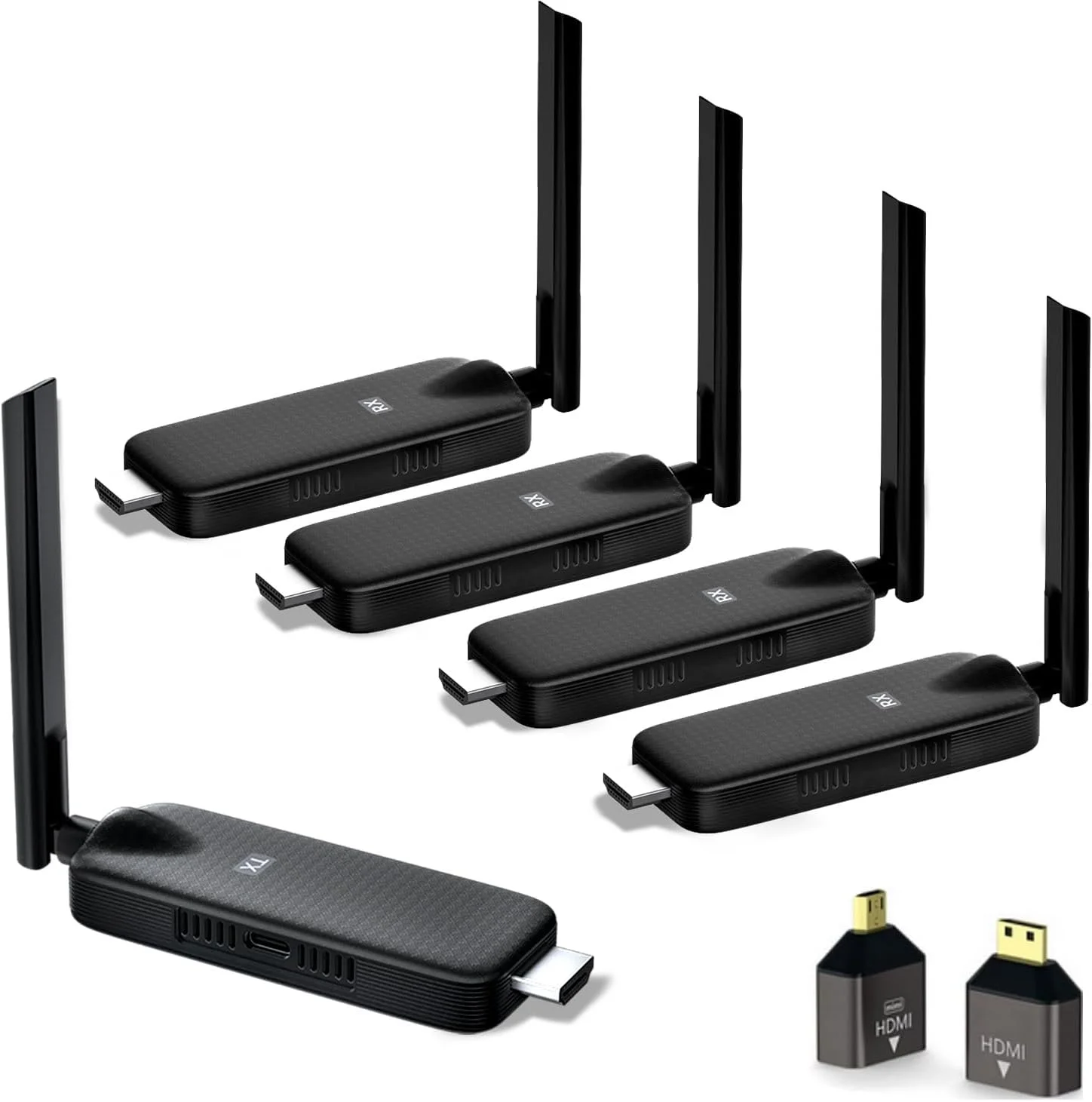 کیت فرستنده و ۴ گیرنده HDMI بیسیم، تا ۶ گیرنده، 4K 2.4G/5G انتقال تصویر و توسعه دهنده پخش فایلهای ویدیویی صوتی از لپتاپ، کامپیوتر، تیوی باکس، دوربین به مانیتور، پروژکتور، تلویزیون (1 فرستنده + 4 گیرنده) کیت فرستنده و ۴ گیرنده HDMI بیسیم، تا ۶ گیرنده، 4K 2.4G/5G انتقال تصویر و توسعه دهنده پخش فایلهای ویدیویی صوتی از لپتاپ، کامپیوتر، تیوی باکس، دوربین به مانیتور، پروژکتور، تلویزیون (1 فرستنده + 4 گیرنده)