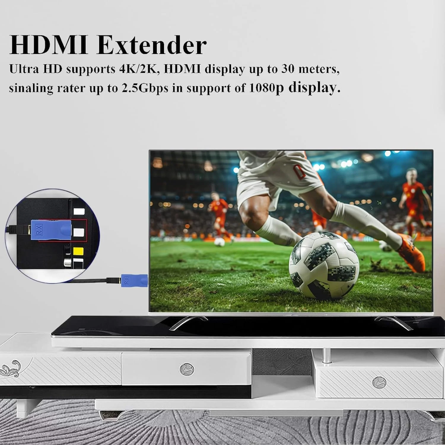 فرستنده صوتی برای تلویزیون | توسعه دهنده ویدئو HD | گیرنده با برد 30 متر برای کامپیوتر شخصی، لپ تاپ، اتاق جلسه، معلم، جوانان، مردان، زنان