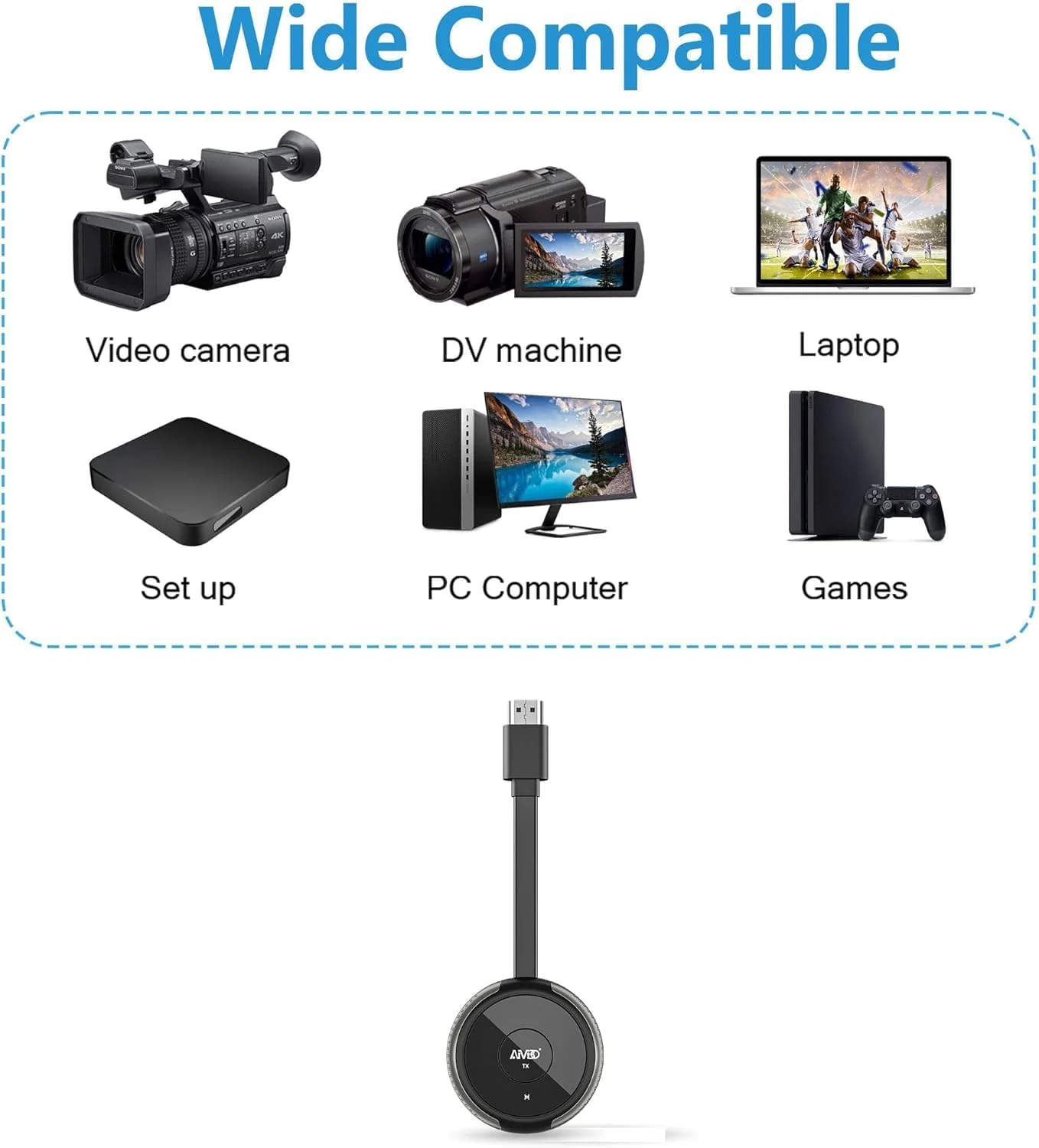 فرستنده و گیرنده HDMI بی سیم TIMBOOTECH 4K، صفحه نمایش دوگانه VGA و HDMI همه در یک، انتقال صدا و تصویر 5G برای لپ تاپ، گیرنده دیجیتال، دوربین، Blu-ray، تلفن همراه، Netflix به تلویزیون/مانیتور/پروژکتور تا 50 متر