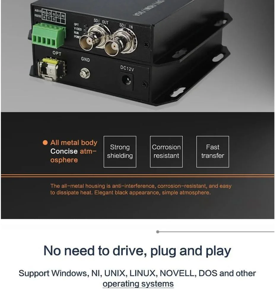 فرستنده و گیرنده ویدئویی 3G SDI از طریق فیبر نوری، توسعه دهنده SD/HD SDI 200m 500m به LC، گیرنده مبدل فیبر تک حالته تا 10 کیلومتر فرستنده و گیرنده ویدئویی 3G SDI از طریق فیبر نوری، توسعه دهنده SD/HD SDI 200m 500m به LC، گیرنده مبدل فیبر تک حالته تا 10 کیلومتر