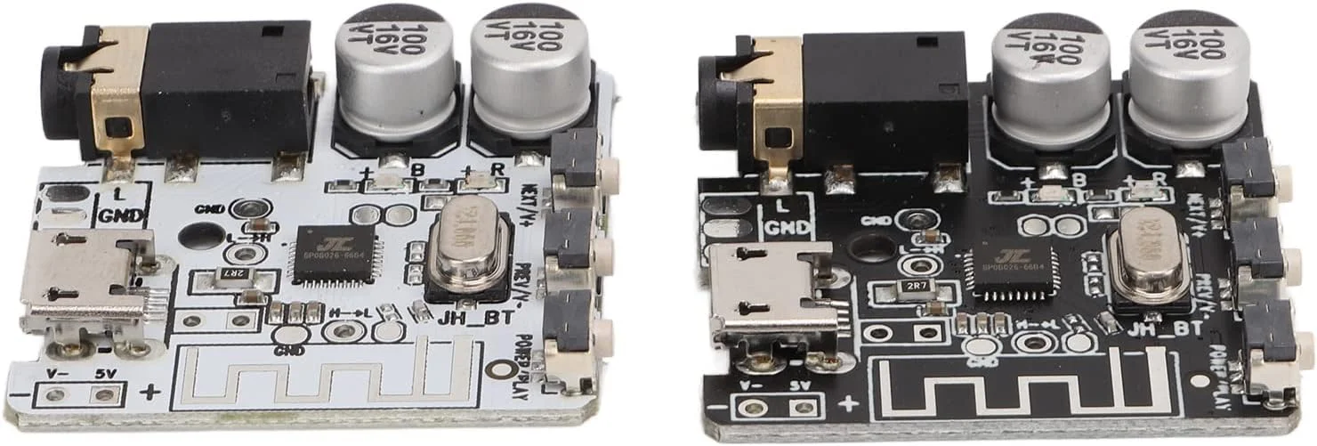 ماژول گیرنده صوتی 2 عددی BT5.0 برد تقویت کننده کنترل دکمه ای 3.5 میلی متری مشکی + سفید برای بلندگوهای DIY ماژول گیرنده صوتی 2 عددی BT5.0 برد تقویت کننده کنترل دکمه ای 3.5 میلی متری مشکی + سفید برای بلندگوهای DIY