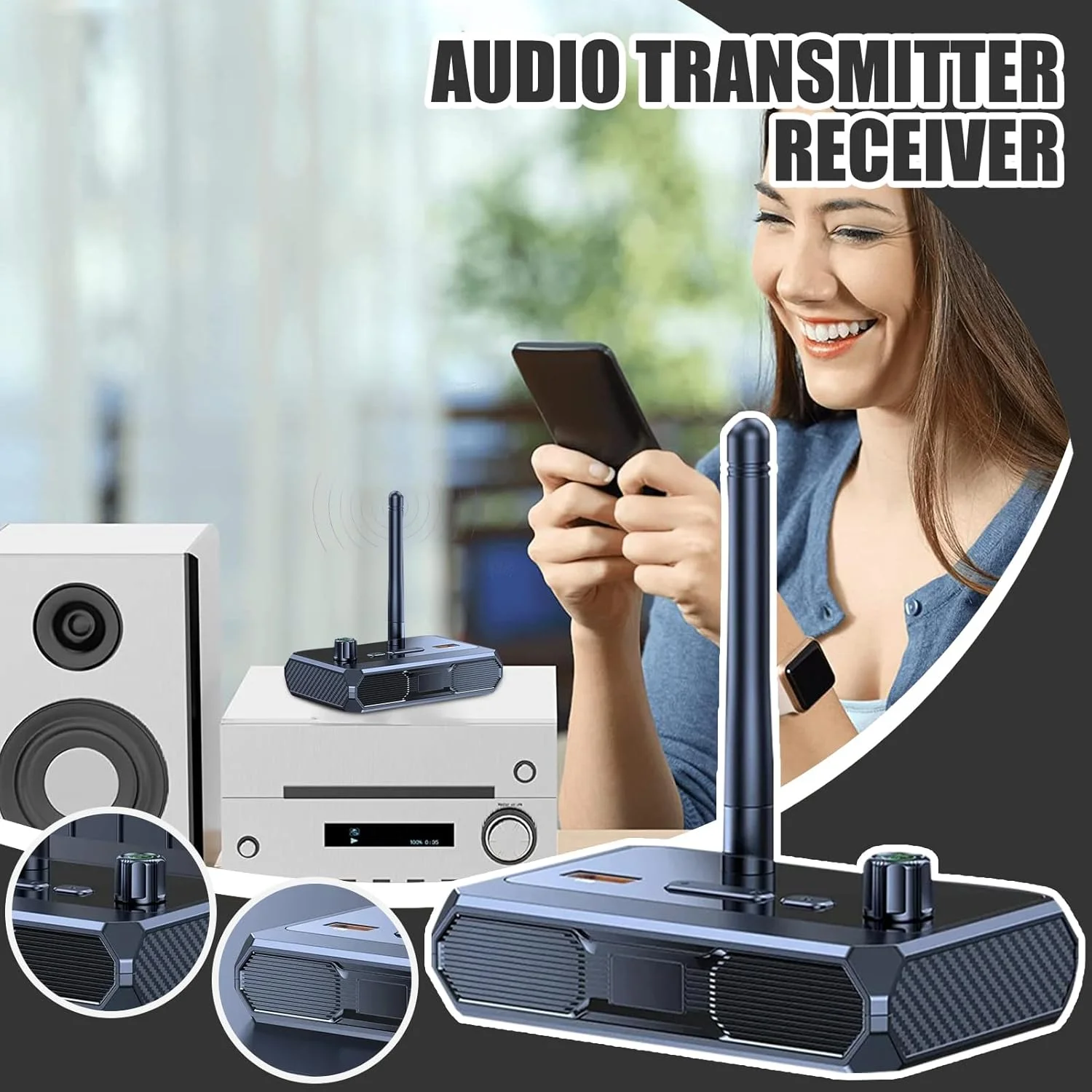 گیرنده سینمای خانگی | گیرنده فرستنده | فرستنده قابل حمل، مبدل با تاخیر کم برای بلندگوهای تلویزیون کامپیوتر، هدفون، ارتقاء استریو قدیمی گیرنده سینمای خانگی | گیرنده فرستنده | فرستنده قابل حمل، مبدل با تاخیر کم برای بلندگوهای تلویزیون کامپیوتر، هدفون، ارتقاء استریو قدیمی