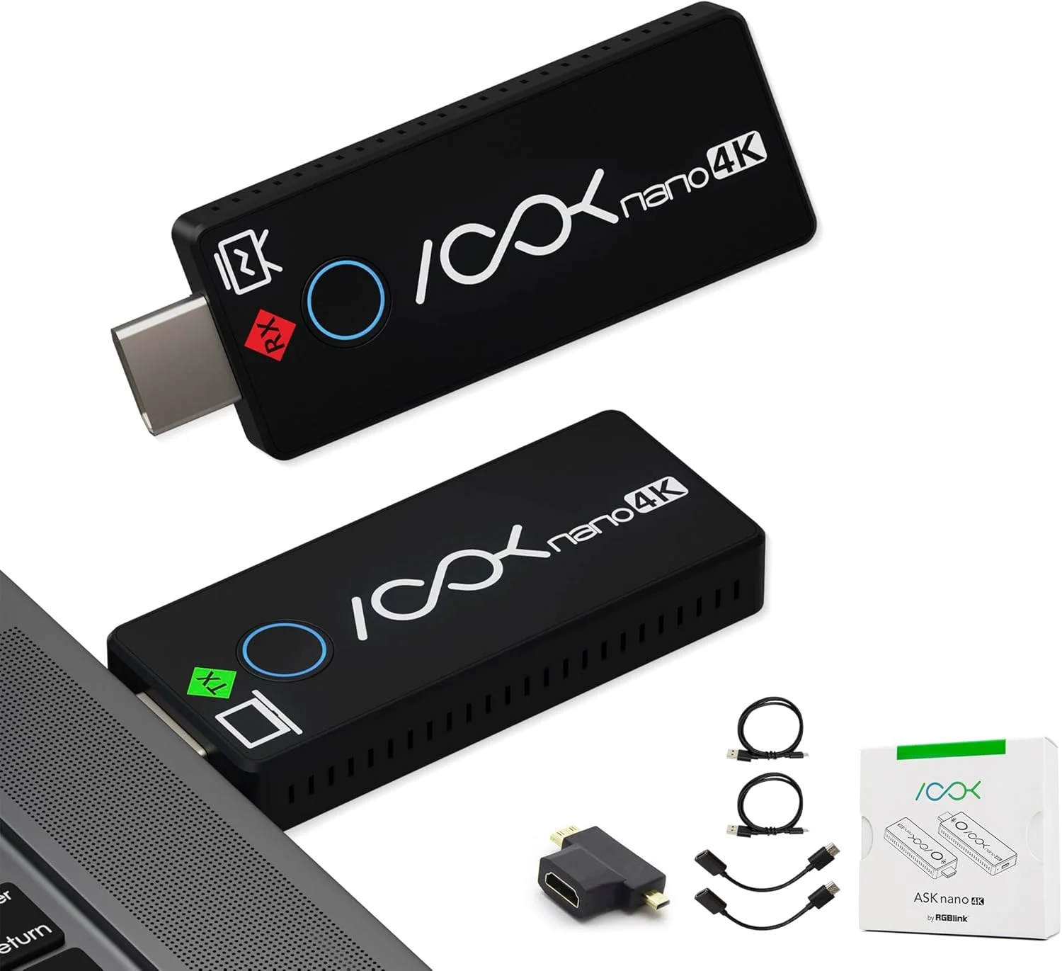 کیت ارائه بیسیم 4K آر جی بی لینک Ask Nano - اشتراکگذاری محتوا با فرستنده و گیرنده HDMI برای اتاقهای جلسه، نصب آسان، برد 40 متری با تاخیر کم کیت ارائه بیسیم 4K آر جی بی لینک Ask Nano - اشتراکگذاری محتوا با فرستنده و گیرنده HDMI برای اتاقهای جلسه، نصب آسان، برد 40 متری با تاخیر کم