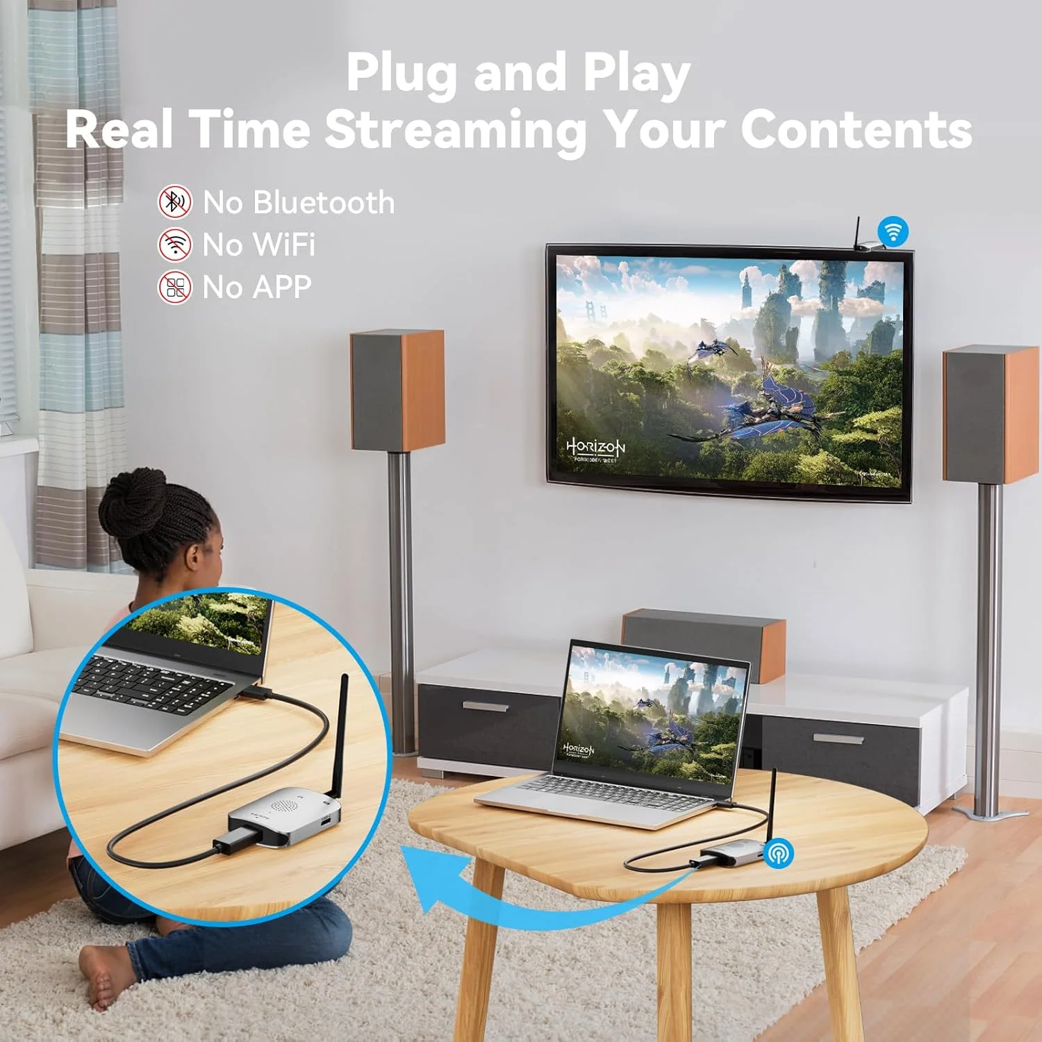 فرستنده و گیرنده HDMI بی سیم، کیت توسعه دهنده HDMI بی سیم قابل حمل 2.4G/5G با قابلیت اتصال آسان، خروجی 4K@30Hz 1080P برای پخش ویدیو و صدا به مانیتور از لپ تاپ، کامپیوتر، جعبه تلویزیون و پروژکتور فرستنده و گیرنده HDMI بی سیم، کیت توسعه دهنده HDMI بی سیم قابل حمل 2.4G/5G با قابلیت اتصال آسان، خروجی 4K@30Hz 1080P برای پخش ویدیو و صدا به مانیتور از لپ تاپ، کامپیوتر، جعبه تلویزیون و پروژکتور