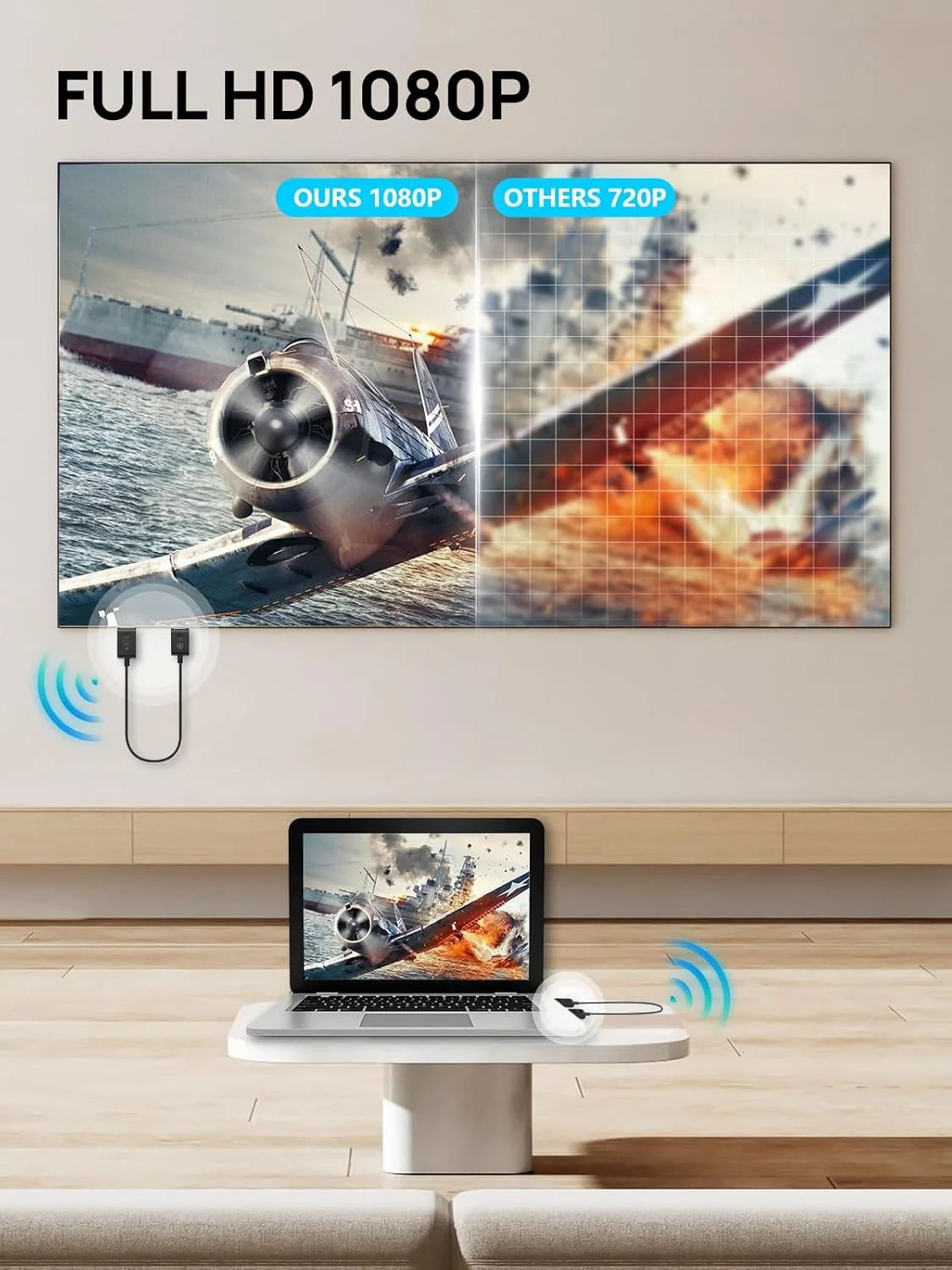 فرستنده و گیرنده HDMI بی سیم Moman CS6، انتقال دهنده و گیرنده بی سیم HDMI 1080P تا 20 متر، 5G برای لپ تاپ، کامپیوتر، تلویزیون، دوربین و پروژکتور برای پخش ویدئو فرستنده و گیرنده HDMI بی سیم Moman CS6، انتقال دهنده و گیرنده بی سیم HDMI 1080P تا 20 متر، 5G برای لپ تاپ، کامپیوتر، تلویزیون، دوربین و پروژکتور برای پخش ویدئو