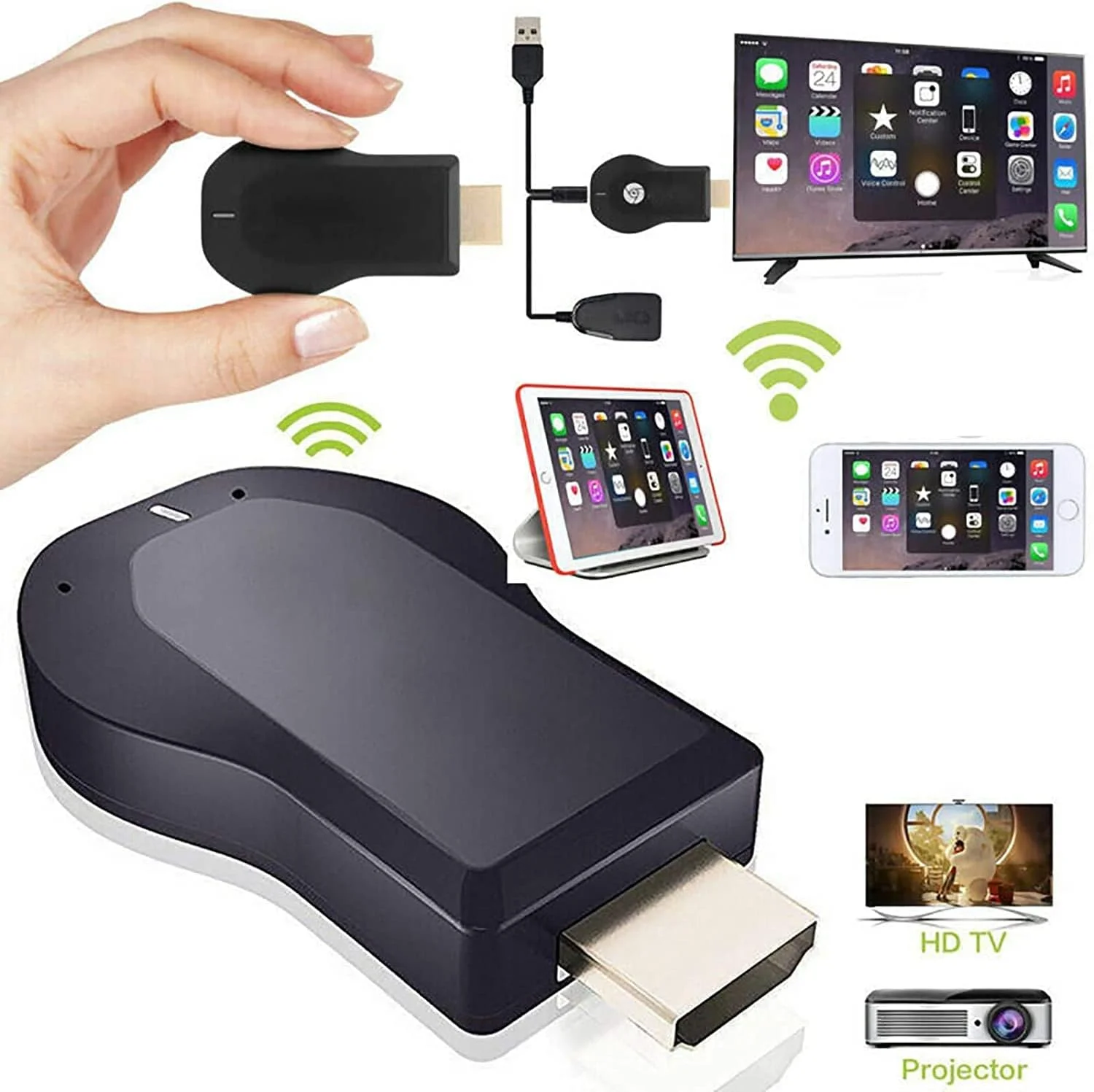 دانگل وای فای HDMI ان-تک (M9-Plus) Any-Cast (1080P) گیرنده انتقال صفحه نمایش موبایل به پروژکتور/تلویزیون برای اندروید/مک/آی او اس/ویندوز - مشکی دانگل وای فای HDMI ان-تک (M9-Plus) Any-Cast (1080P) گیرنده انتقال صفحه نمایش موبایل به پروژکتور/تلویزیون برای اندروید/مک/آی او اس/ویندوز - مشکی