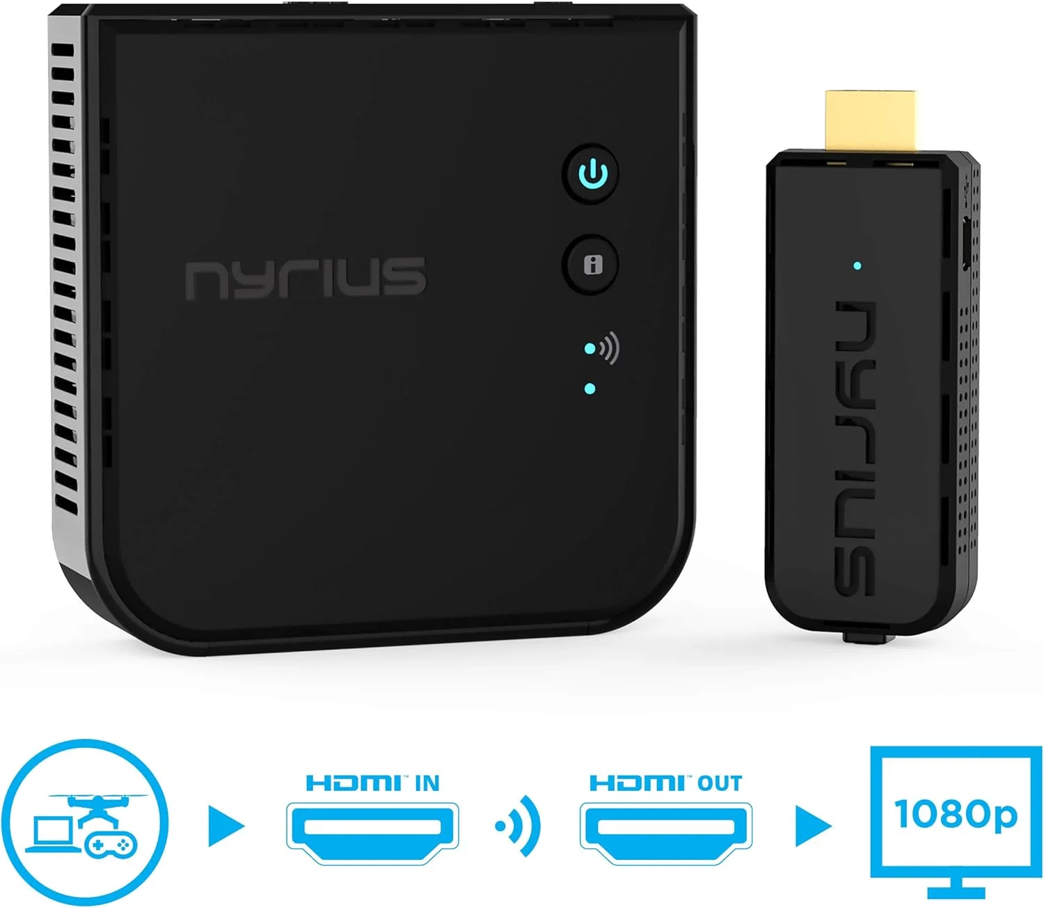 فرستنده و گیرنده HDMI بی سیم Nyrius Aries Prime برای پخش ویدئو HD 1080p 3D و صدای دیجیتال (NPCS549)