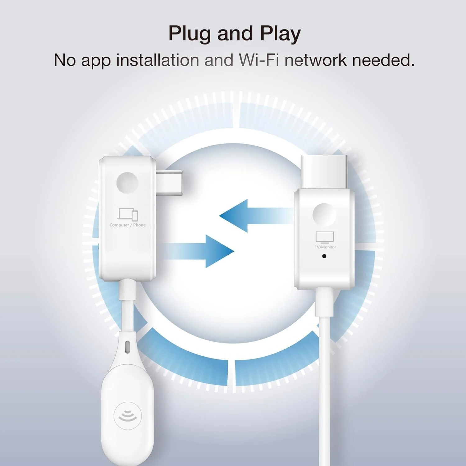 فرستنده و گیرنده HDMI بی سیم MICROWARE، اتصال و پخش آسان، پخش ویدئو و صدا با کیفیت 1080p/60 برای تلفن، تبلت، لپ تاپ به تلویزیون HD، انعکاس صفحه نمایش (فرستنده و گیرنده USB-C به HDMI)