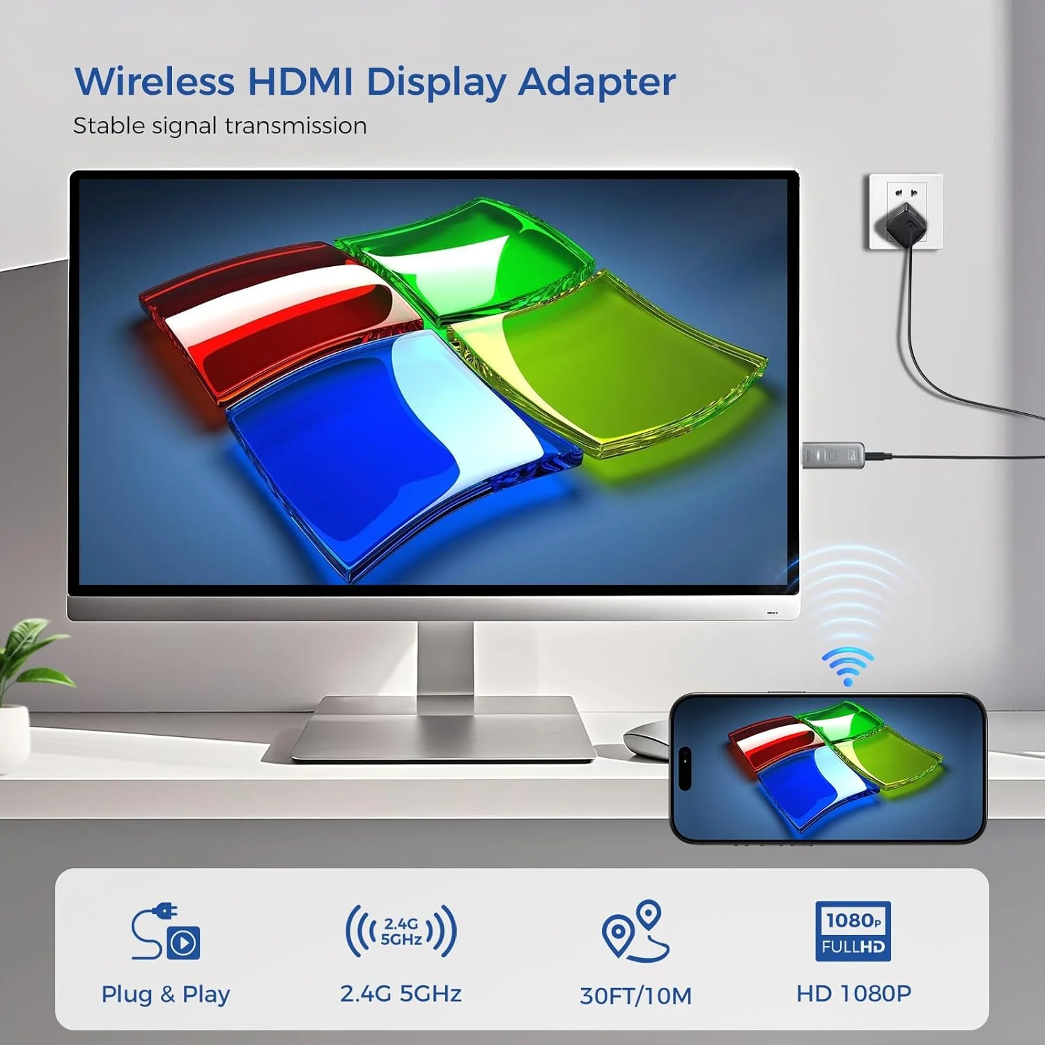 فرستنده و گیرنده بیسیم HDMI هوکون، رمزگشایی 4K خروجی 1080P، آداپتور پخش صوتی و تصویری فرستنده و گیرنده بیسیم HDMI هوکون، رمزگشایی 4K خروجی 1080P، آداپتور پخش صوتی و تصویری