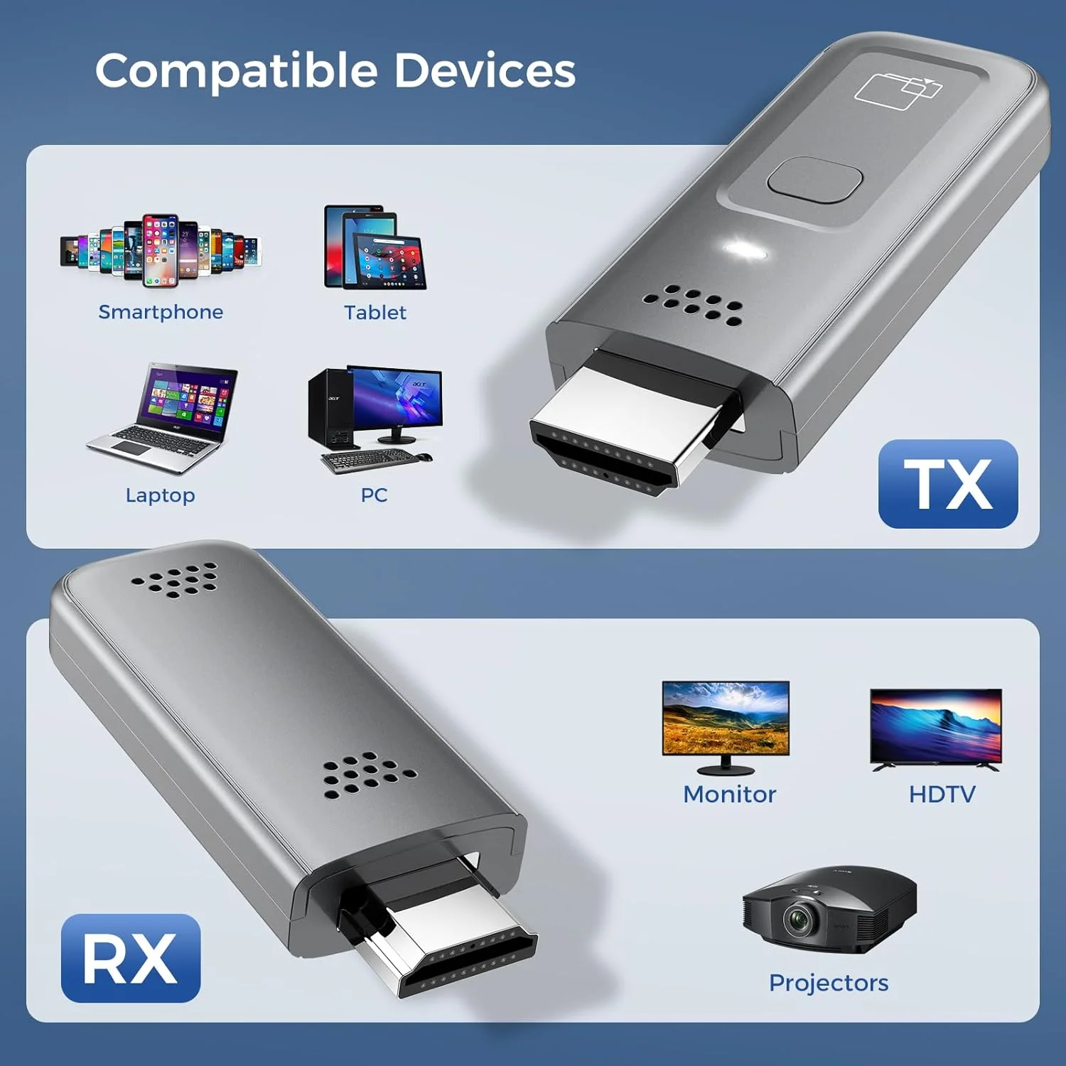 فرستنده و گیرنده بیسیم HDMI هوکون، رمزگشایی 4K خروجی 1080P، آداپتور پخش صوتی و تصویری فرستنده و گیرنده بیسیم HDMI هوکون، رمزگشایی 4K خروجی 1080P، آداپتور پخش صوتی و تصویری