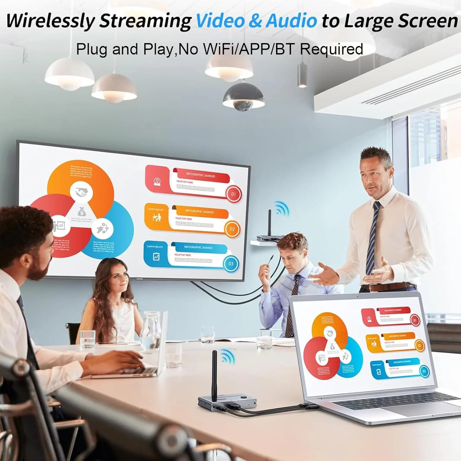 فرستنده و گیرنده صوتی و تصویری بیسیم، 4K/30Hz با تاخیر کم برای بلندگوی سینمای خانگی، 100 متر با رابط های HD1.4، سوراخ های پیچ دوربین، برای تلویزیون، پروژکتور، مانیتور فرستنده و گیرنده صوتی و تصویری بیسیم، 4K/30Hz با تاخیر کم برای بلندگوی سینمای خانگی، 100 متر با رابط های HD1.4، سوراخ های پیچ دوربین، برای تلویزیون، پروژکتور، مانیتور